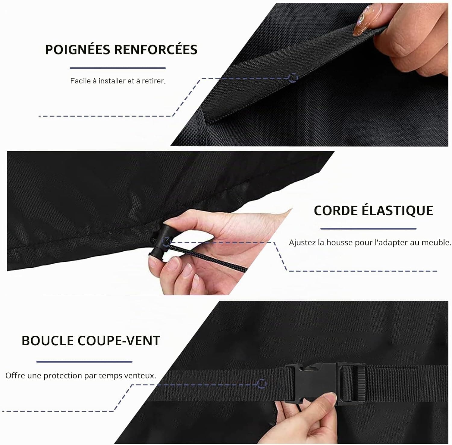 Housse Barbecue Exterieur, 600D Oxford Bache Barbecue pour Weber, Brinkmann, Enders, Char Broil, Housse de Protection BBQ de Anti-Vent, Anti-UV, Antipoussière, Anti-l'eau (147x61x122cm)