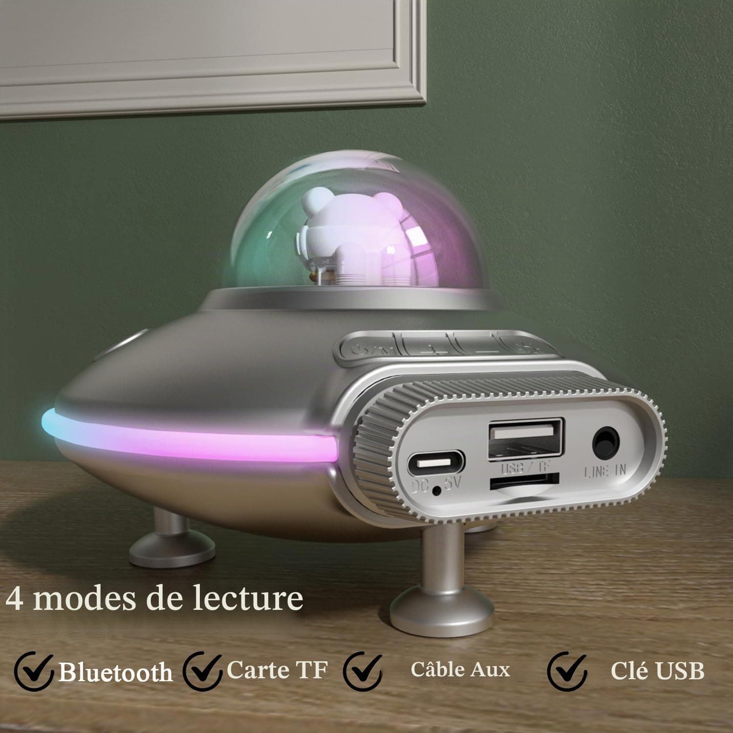Enceinte Bluetooth avec Veilleuse LED RGB, Lampe de Chevet Sans Fil | Cadeau Anniversaire pour Garçon, Homme,Ado Enceinte Portable avec Lumière d'Ambiance, Déco Chambre Gaming,USB AUX Carte TF
