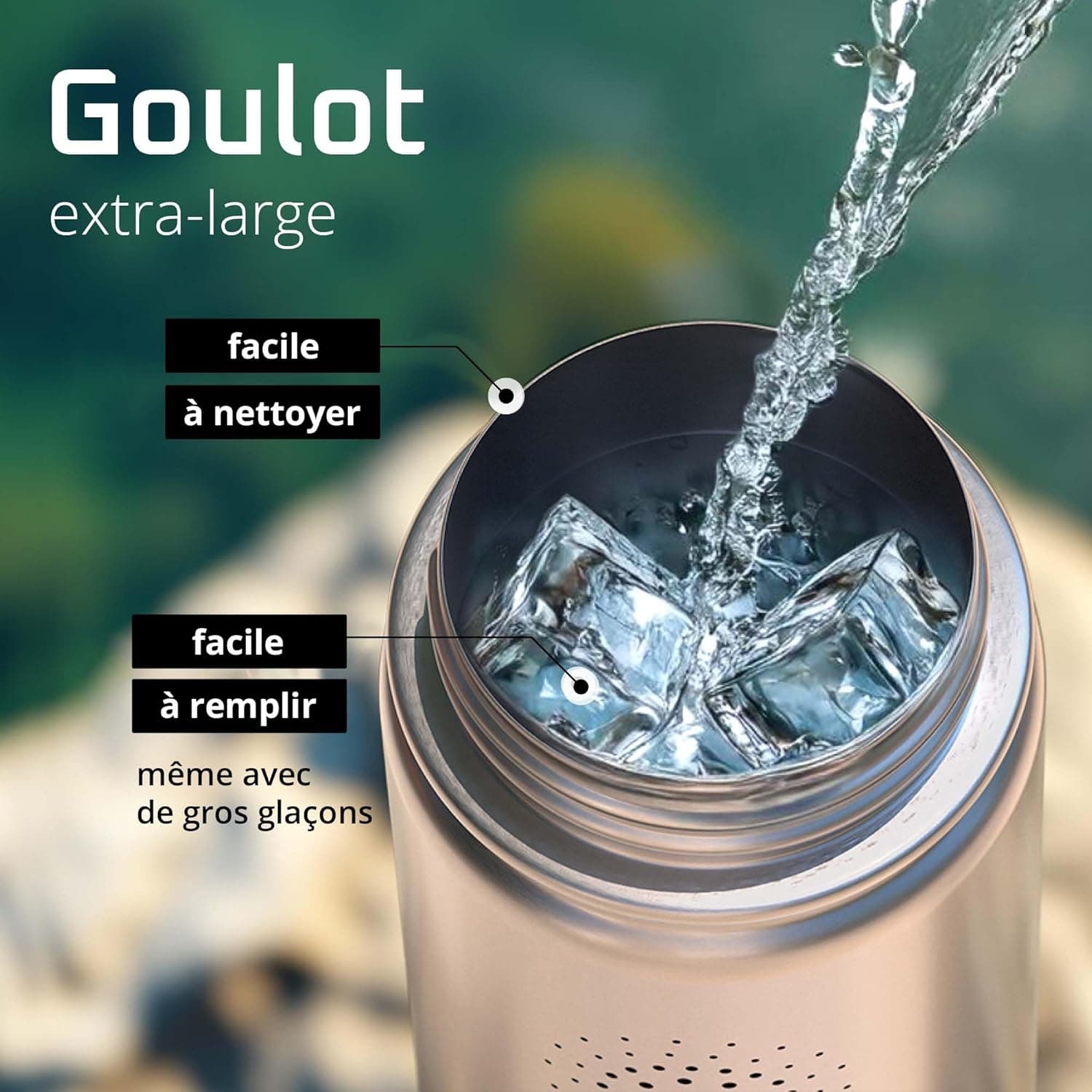 Gourde Inox Isotherme ACTIVE FLASK 1l/500ml sans BPA + Paille (3 Bouchons) | Bouteille d’eau Acier Inoxydable Isolée, Thermos Réutilisable | Camping Velo Sport Running Randonnée Enfant, Café The