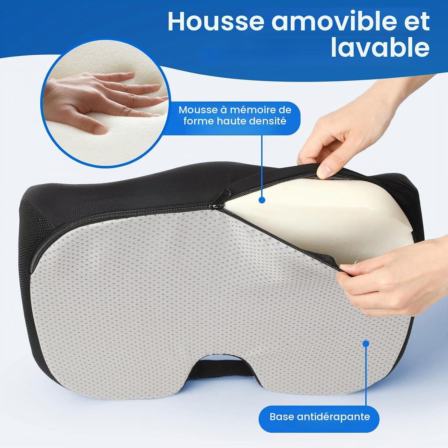 Benazcap Ergonomique Coussin Coccyx pour Fauteuil Roulant, Siège de Voiture