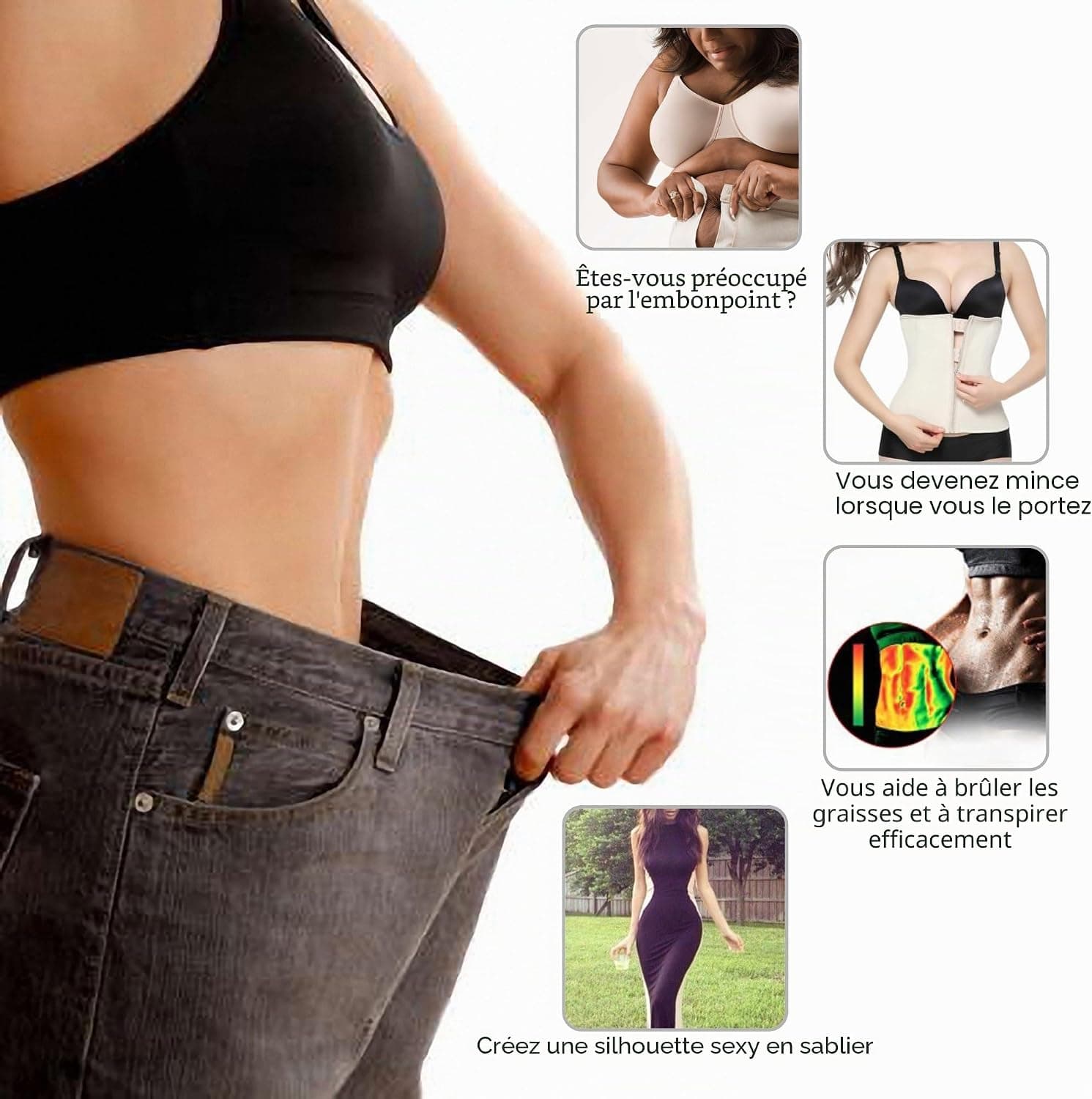 YIANNA Gaine Ventre Plat Femme Corset Minceur Ceinture Amincissante Serre Taille Waist Trainer Body Sculptant