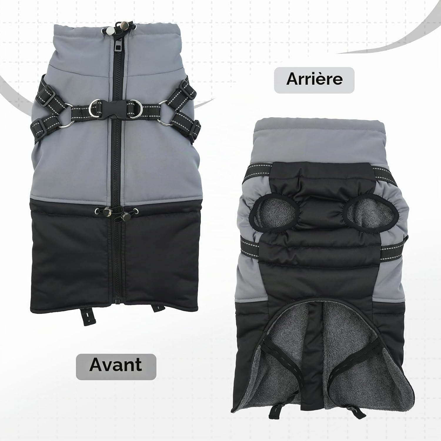 Manteau d'Hiver Imperméable pour Chiens - Veste avec Harnais pour Petite Taille, Yorkshire, Jack Russell - Noir M