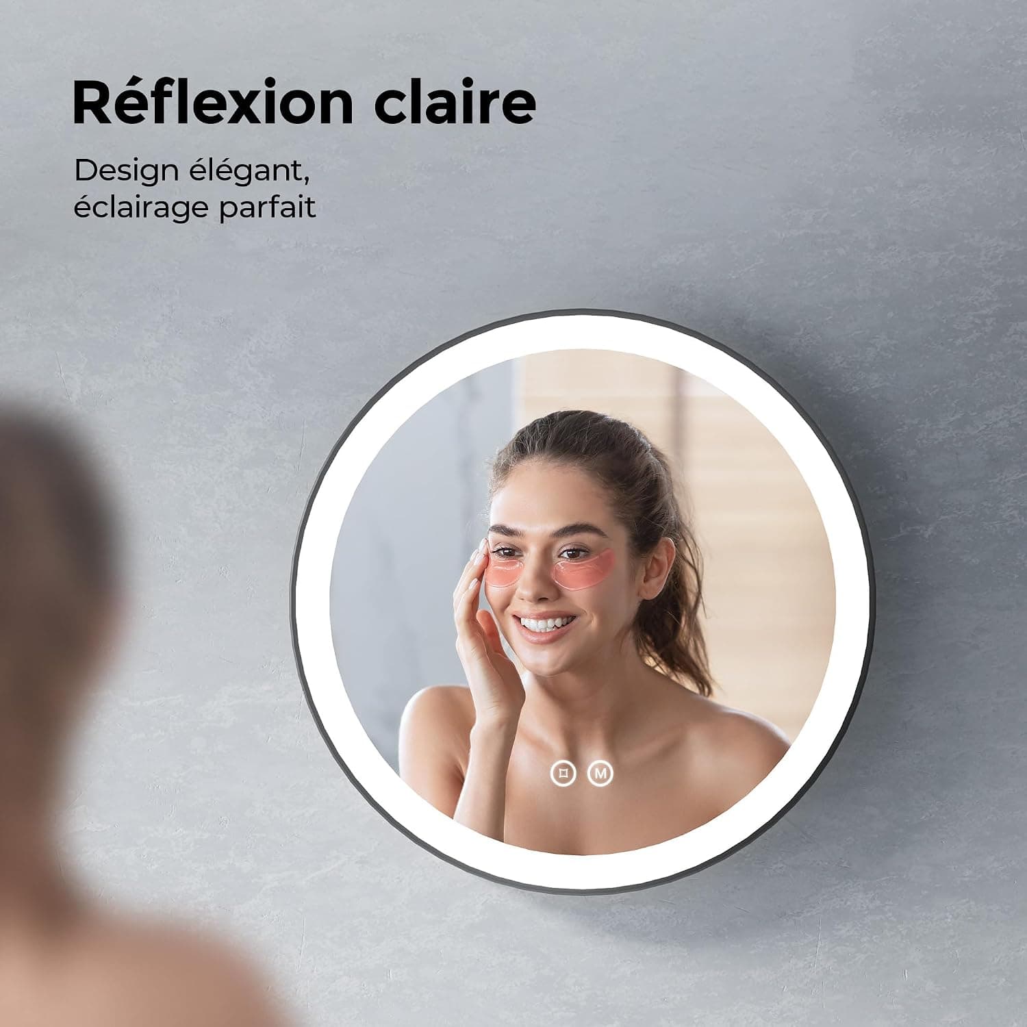 Heilmetz Miroir Salle de Bain Rond avec Éclairage 70cm, Miroir LED Salle de Bain avec Cadre Noir, Dimmable, 3 Couleurs Lumineux, Commande Tactile