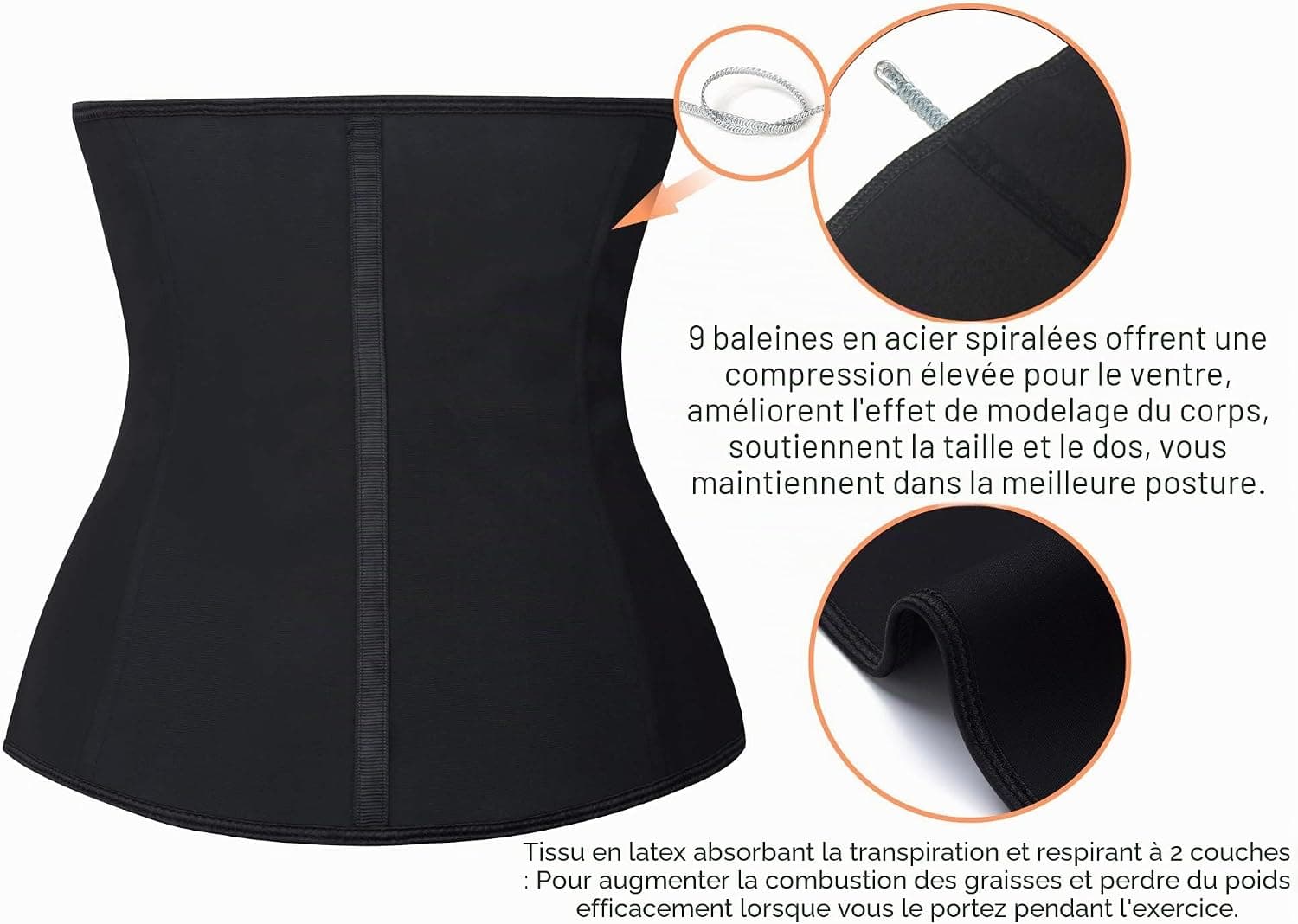 YIANNA Gaine Ventre Plat Femme Corset Minceur Ceinture Amincissante Serre Taille Waist Trainer Body Sculptant