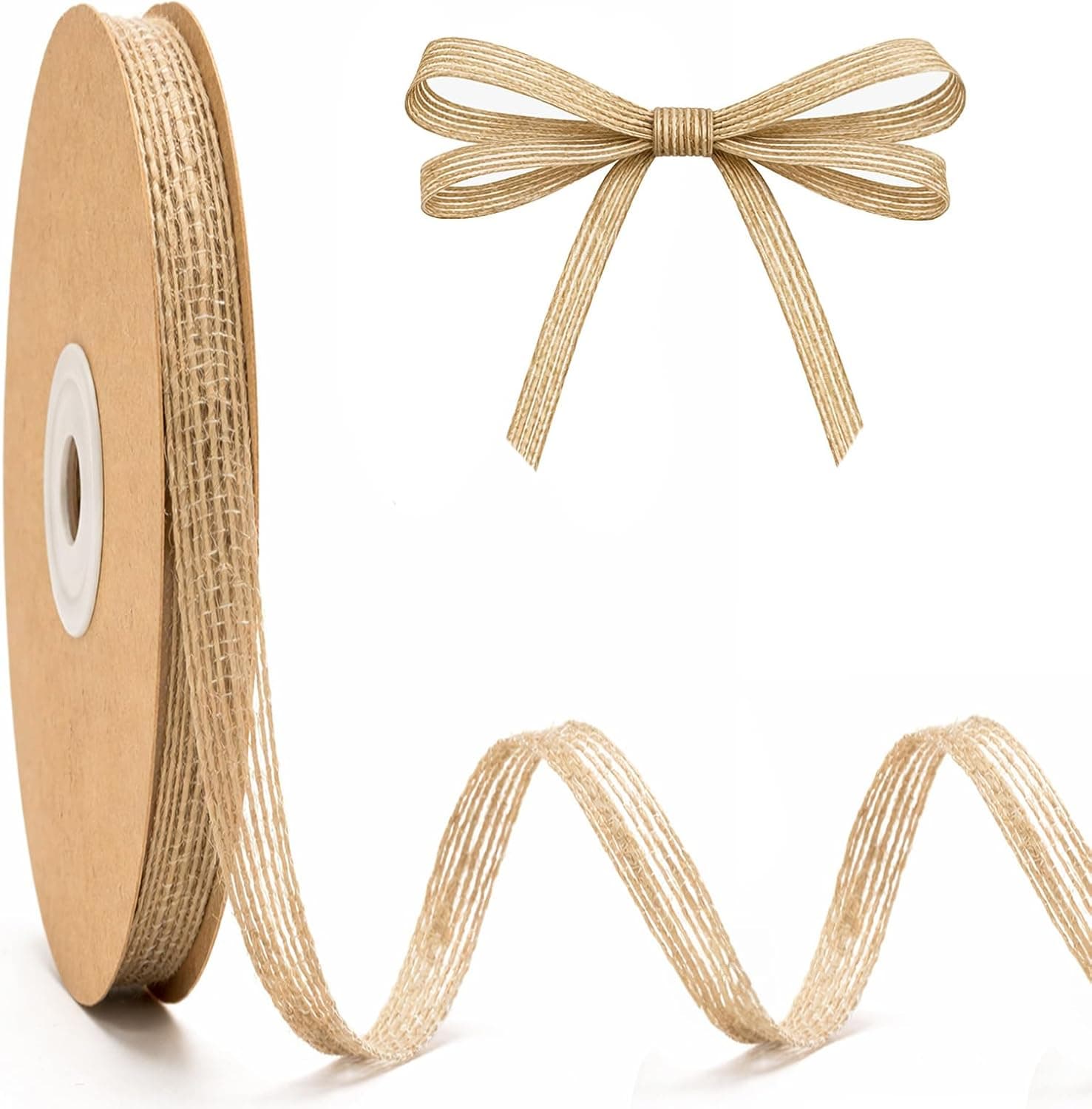 jijAcraft Ruban fin de jute 6 mm x 18 m : ruban rustique pour bricolage