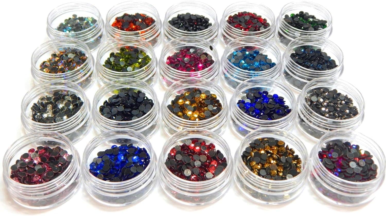 Perlin Hotfix Lot de 20 strass thermocollants en verre avec boîte de rangement et strass, 2,6mm ~ 3mm SS10