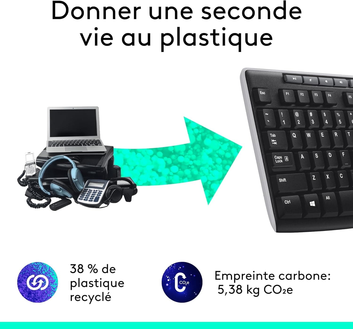 Logitech K270 Clavier Sans Fil pour Windows | Clavier sans fil 2.4 GHz, Taille Standard, Pavé Numérique, 8 Touches Multimédia, PC/Portable, AZERTY - Noir