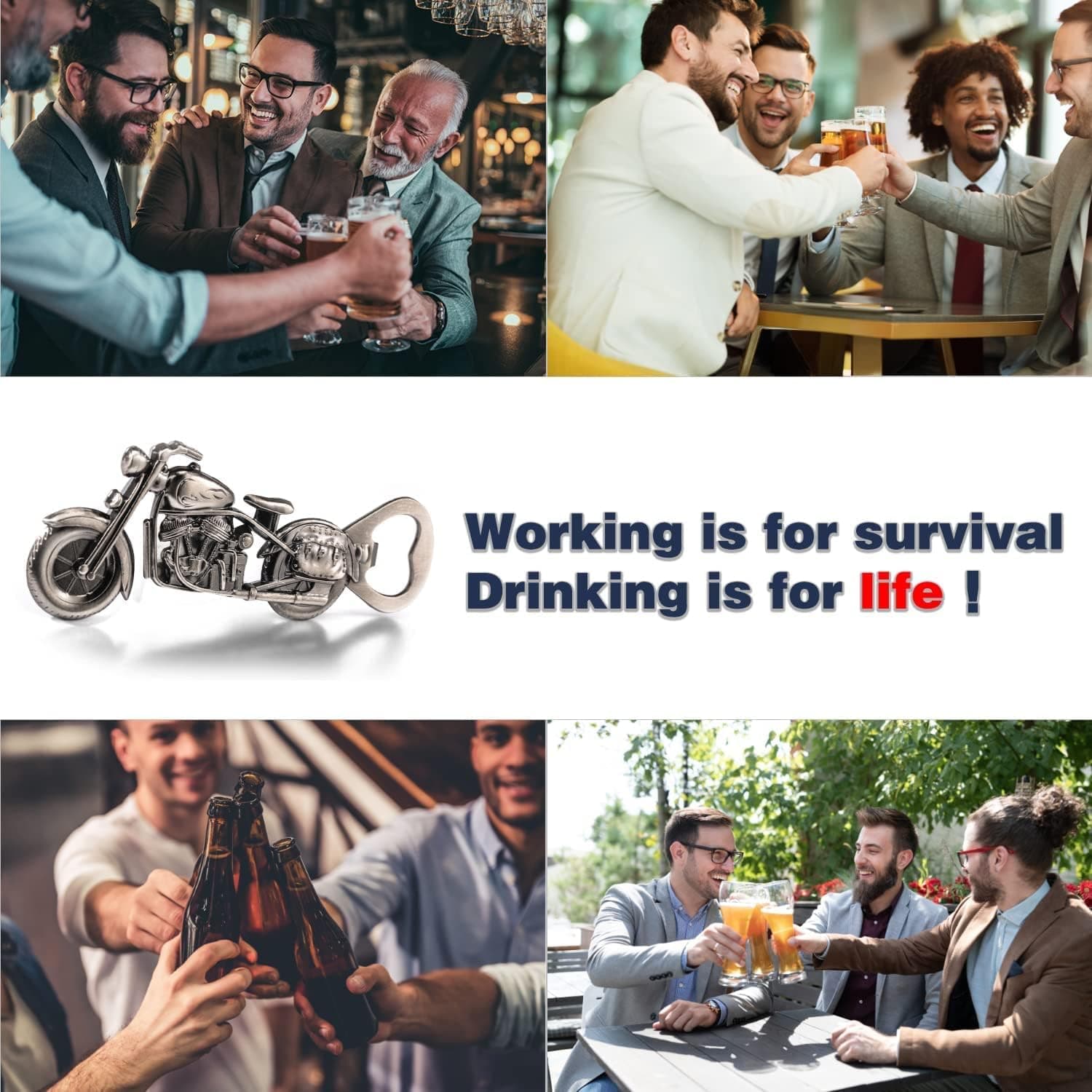 LKKCHER Décapsuleur de Bière de Moto Argent Foncé, Cadeau Idée Unique et Originale pour Hommes Occasions Spéciales