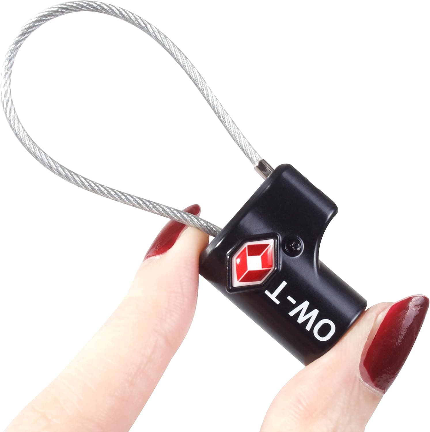 OW-Travel Cadenas Valise Avion, Mini Cadenas TSA à Câble à Clé Noir 1 Pc
