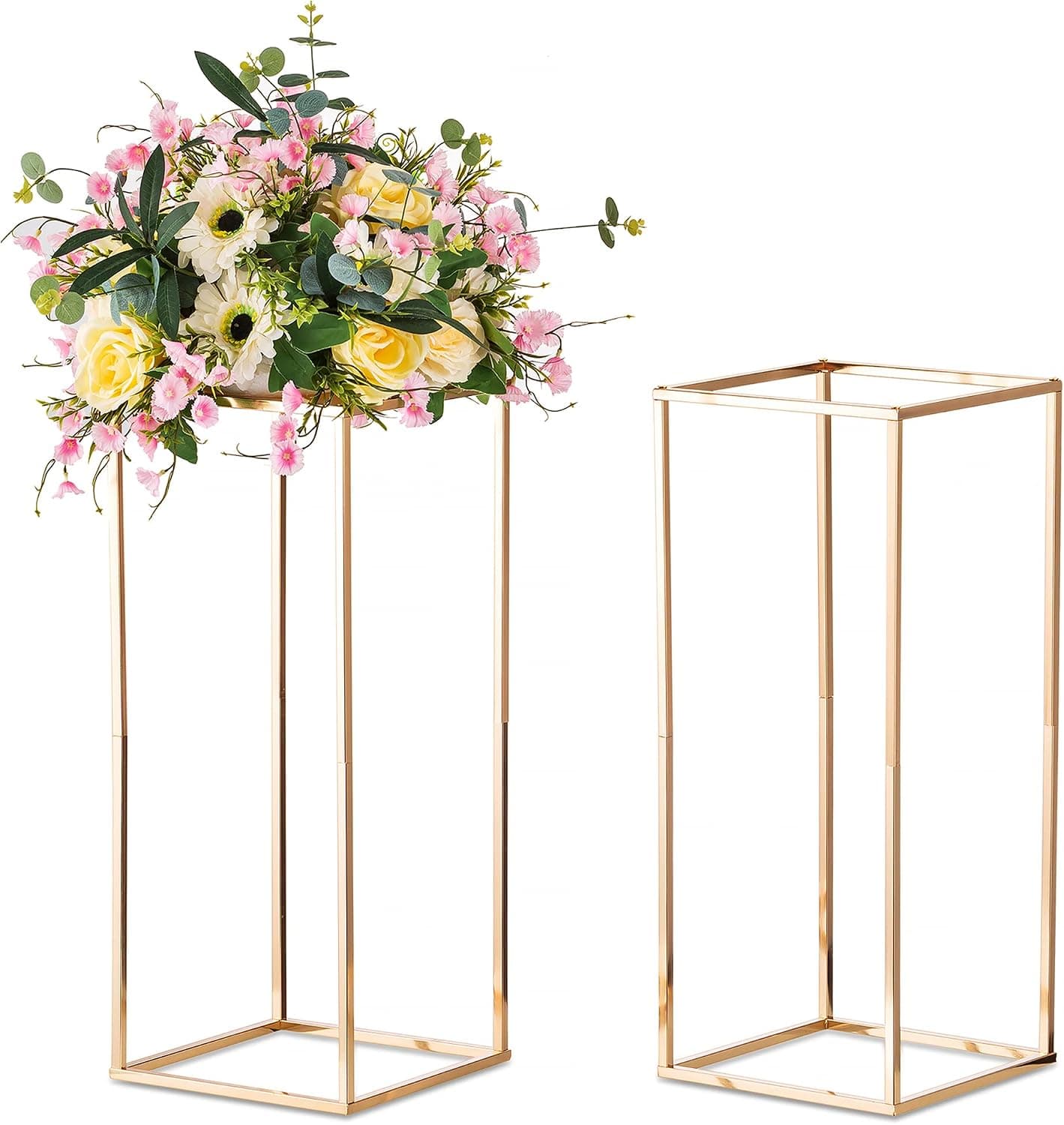 Sziqiqi Métal Vase Centre de Table Mariage Doré: Support Fleur 60cm 2pcs