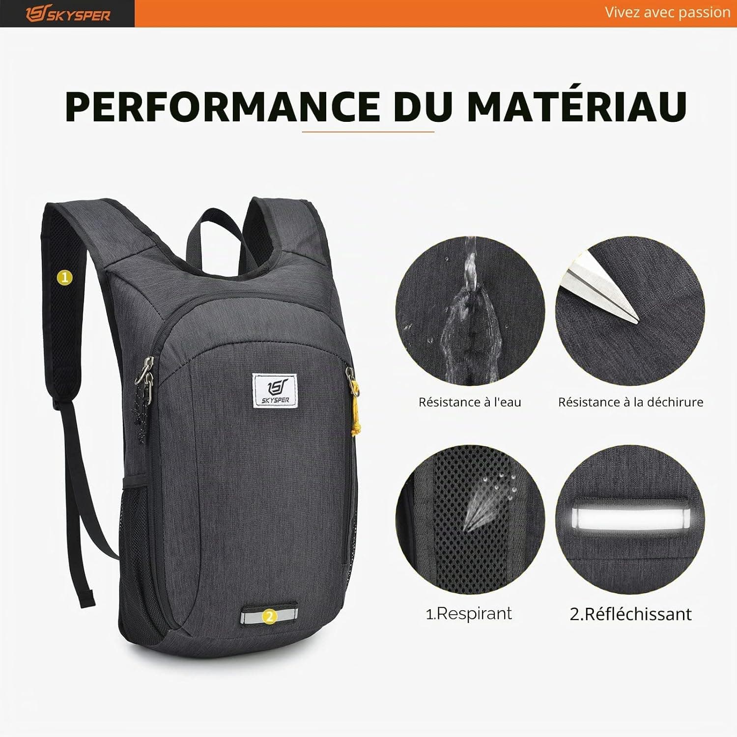 SKYSPER Sac à Dos Pliable Ultraléger 10L, Petit Sac à dos de Voyage | Sac à dos de Randonnée Gagne de la place pour Randonnée ExcursionVoyages en Ville Homme Femme