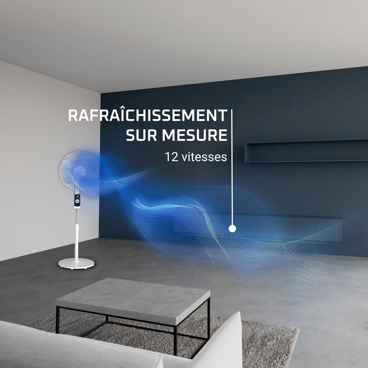 Rowenta Turbo Silence 35 dB(A), ventilateur sur pied puissant VU5650 | 12 Vitesses, Oscillation 120°, Télécommande, Écran LED, Minuterie 12 h, Mode écoénergétique, Couleur: Blanc