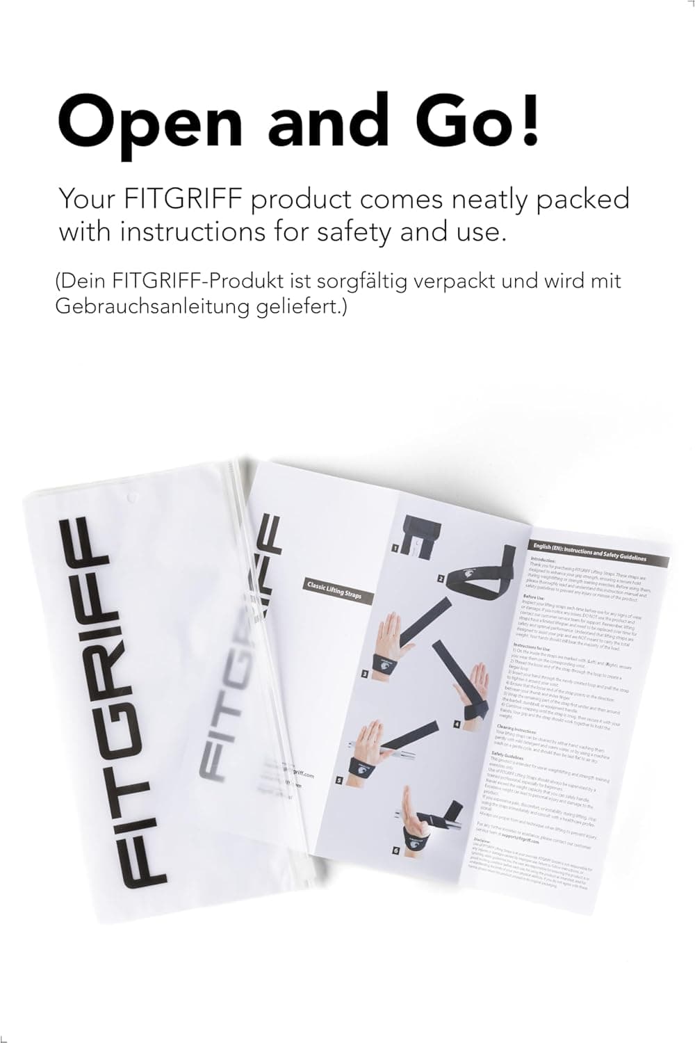 Fitgriff® Sangle de Tirage Musculation - Lifting Straps pour Fitness, Levage, Gym - Accessoires Salle de Sport