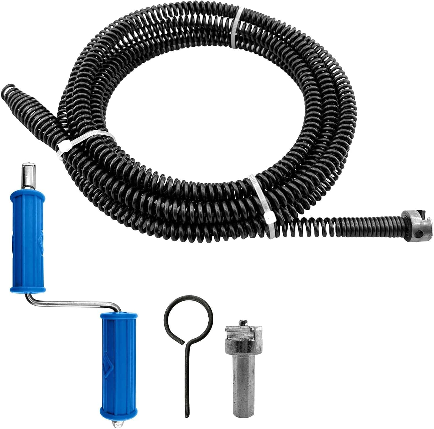 Furet Deboucheur Canalisation 3m, ø10mm, En Spirale, Avec Adaptateurs éLectriques, Arbre De Nettoyage de Canalisations Multifonction, DéBoucheur Efficace (3m)