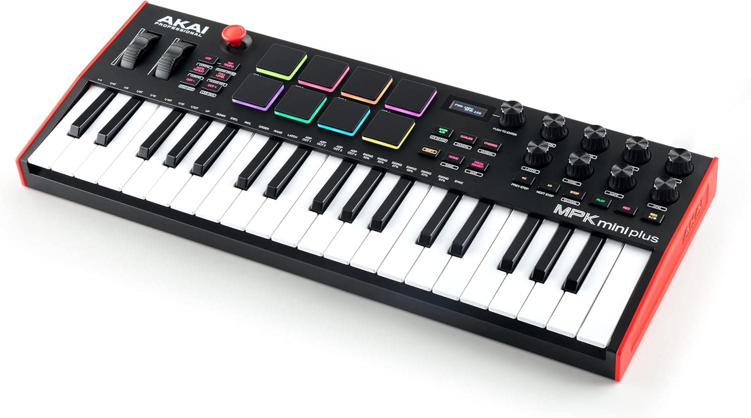 Akai Professional MPK Mini Plus Clavier MIDI USB 37 Touches | Touches Mini Sensibles à la Vélocité, 8 Pads MPC, Séquenceur 64 Pas, E/S MIDI/CV/Gate, Logiciels Inclus, pour Beatmakers