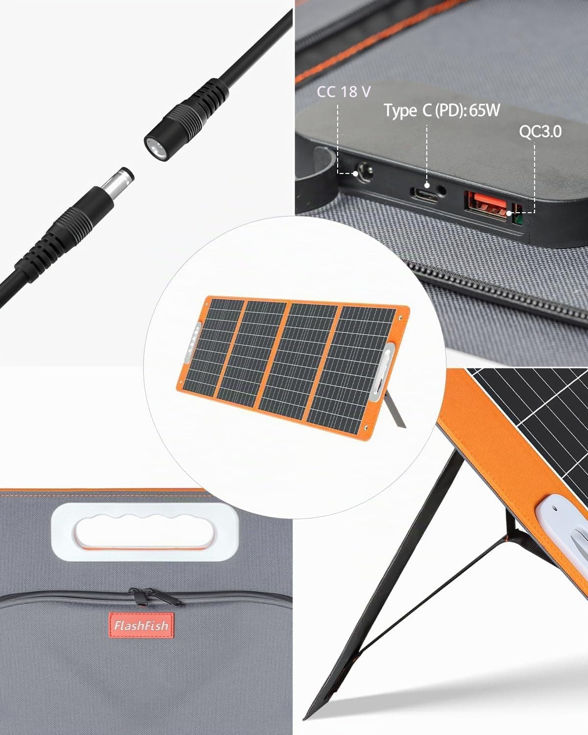 FlashFish Station d'alimentation portable 172,8 Wh avec panneau solaire 100 W