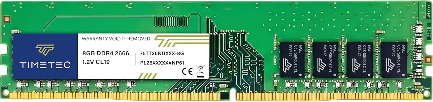 Timetec 8 Go DDR4 2666 MHz (PC4-2666V) PC4-21300 UDIMM RAM de Bureau – Non ECC sans Tampon, 288 Broches, 1,2 V, CL19 Module de mémoire DIMM