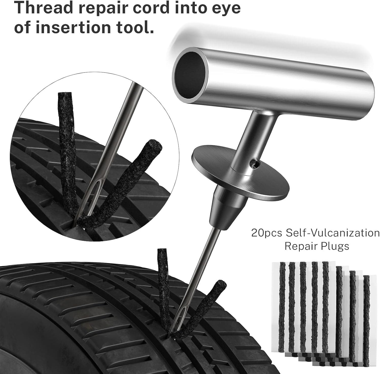 AUTOWN Meche Pneu Crevaison, 31 pièces Kit Reparation Pneu Voiture Robuste