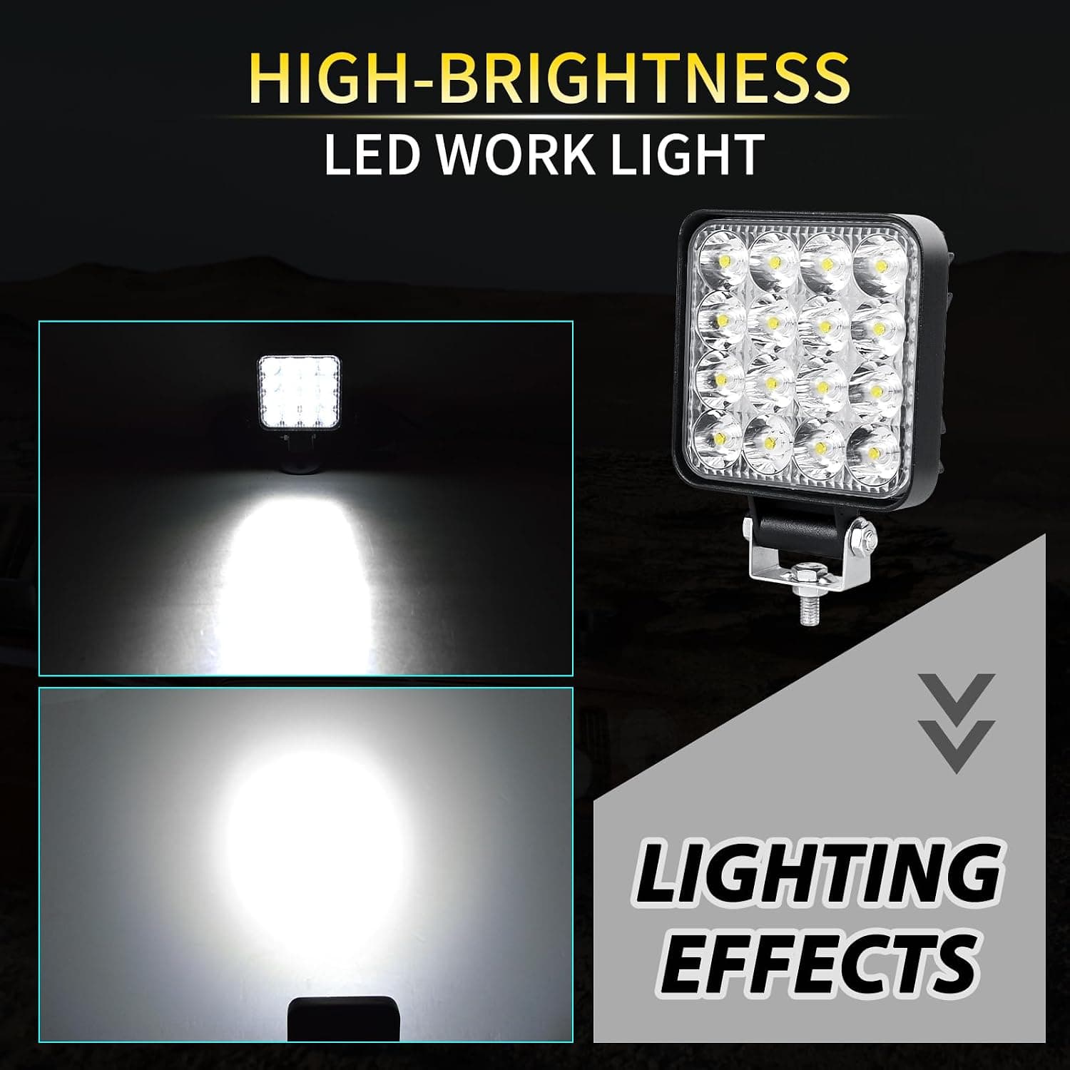 Willpower 2PCS Phare de Travail LED 3.3'' 48W Projecteur LED 12V 24V Etanche IP67 Spot Feux Antibrouillard pour 4x4 Voiture Camion Tracteur SUV Bateau Quad Vehicule