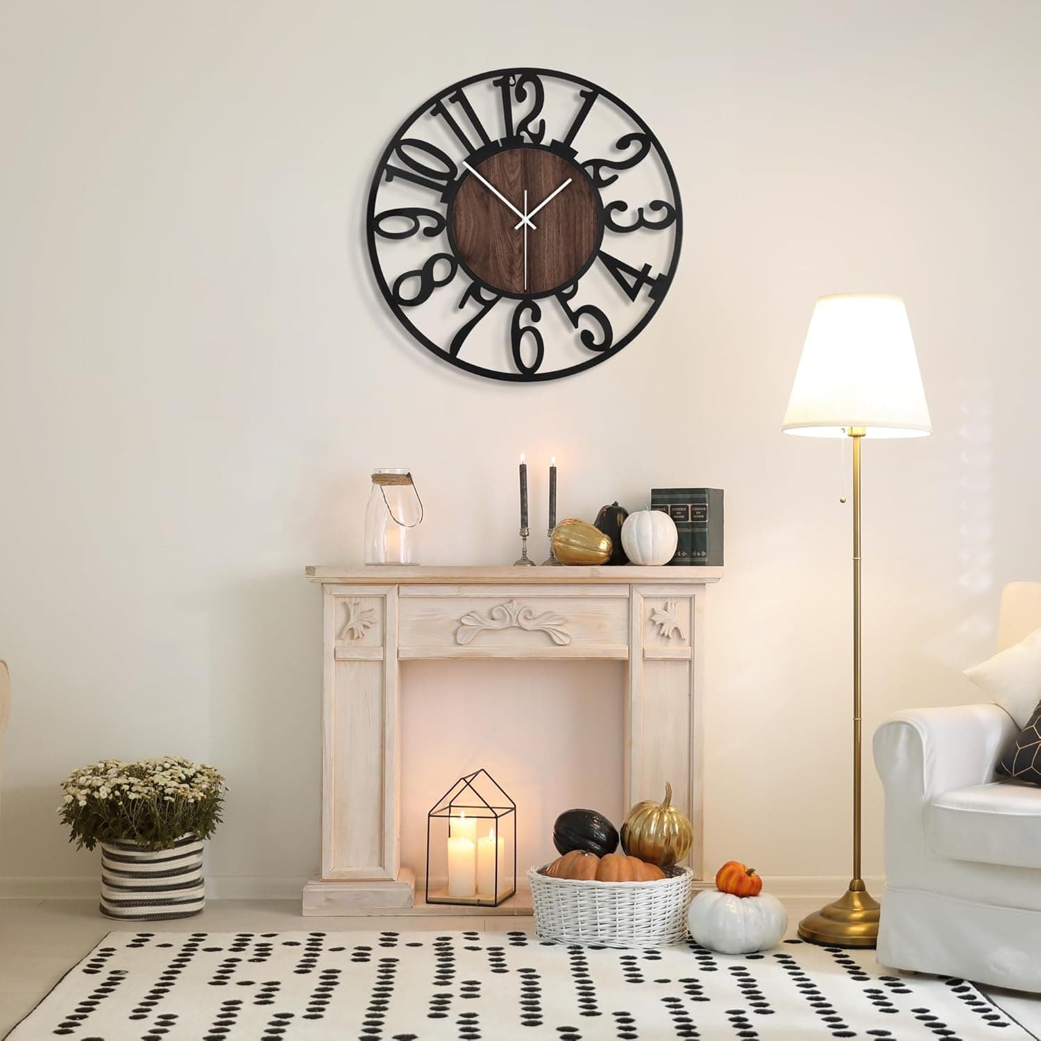 Horloge Murale Design Moderne et Vintage, Silencieuse sans Tic-Tac, Grande Horloge Murale Géante XXL, Disponible en 34cm, 40 cm, 50 cm, 60 cm, 80 cm, Idéale pour Le Salon Cuisine Bureau