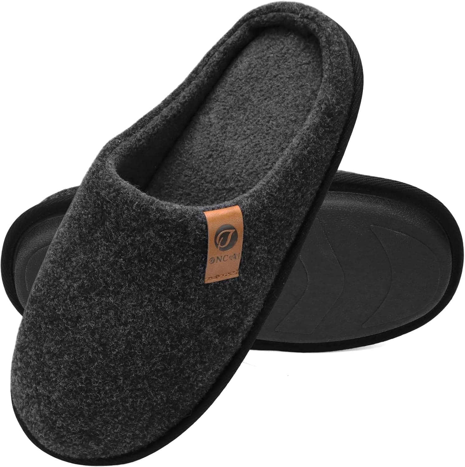 ONCAI Chaussons Homme Pantoufles à Hiver Chaussures Chaudes pour La Maison en Mousse à Mémoire de Forme, Laine en Peluche Doublée Avec Semelle en Caoutchouc Antidérapante Taille 40-49 EU