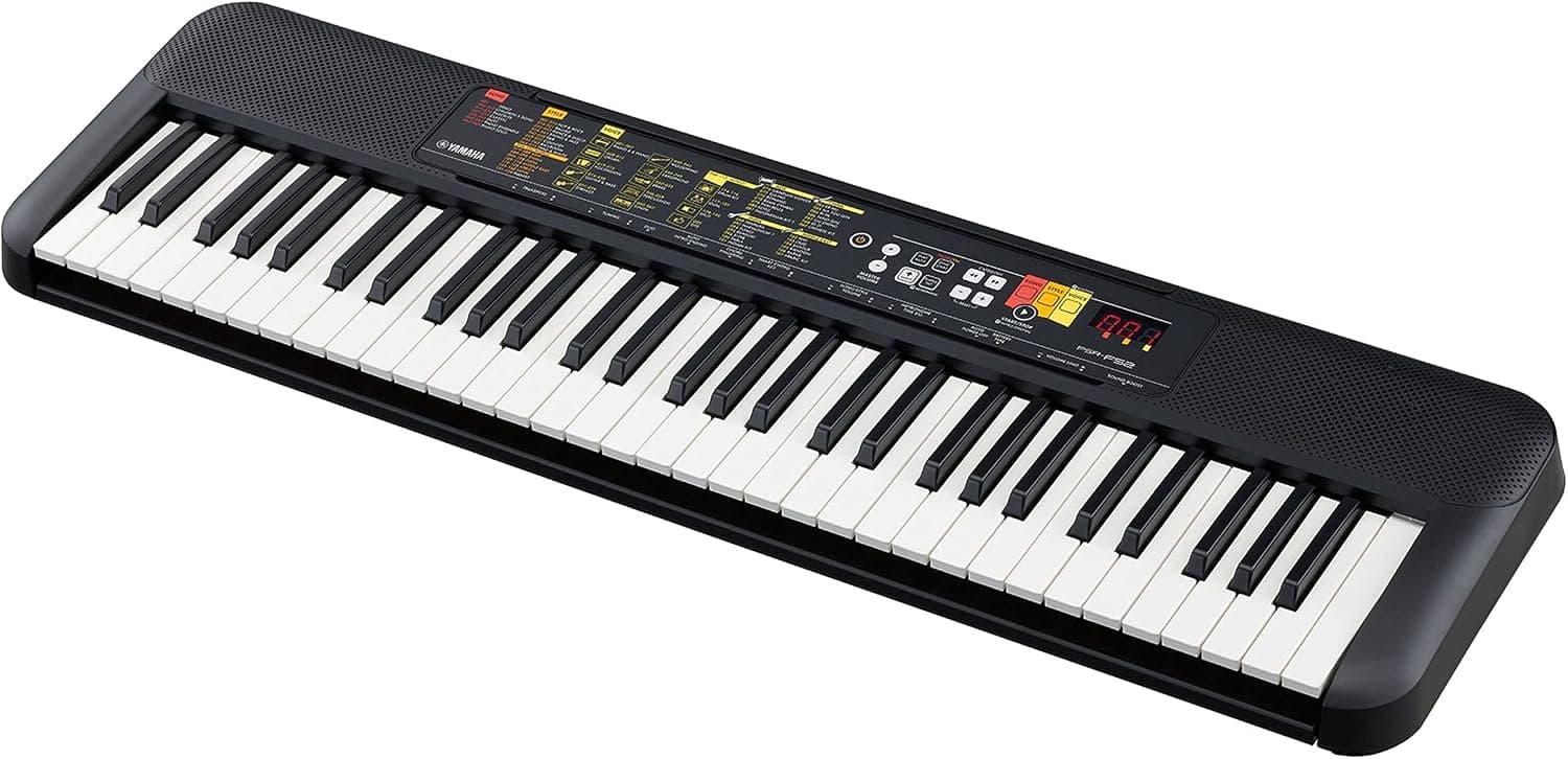 Yamaha PSR-F52 Clavier Arrangeur - Un clavier compact pour les débutants avec 61 notes, 144 sonorités d'instruments et 158 styles. finition en noir