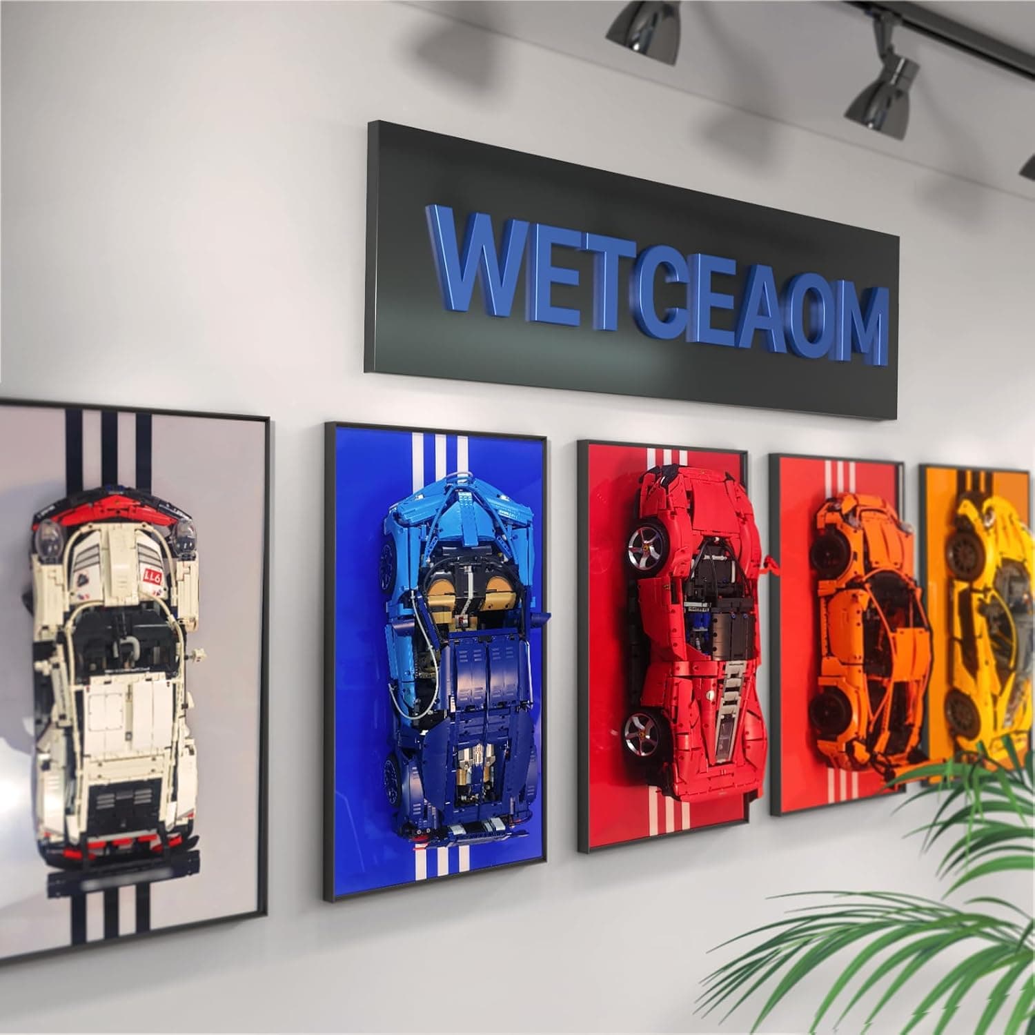 WETCEAOM Cadre d'affichage Mural Compatible avec Lego Technic 42143 Ferrari Daytona SP3, Tableau d'affichage Mural Compatible avec Lego Les Amateurs, Taille : 75x45 cm