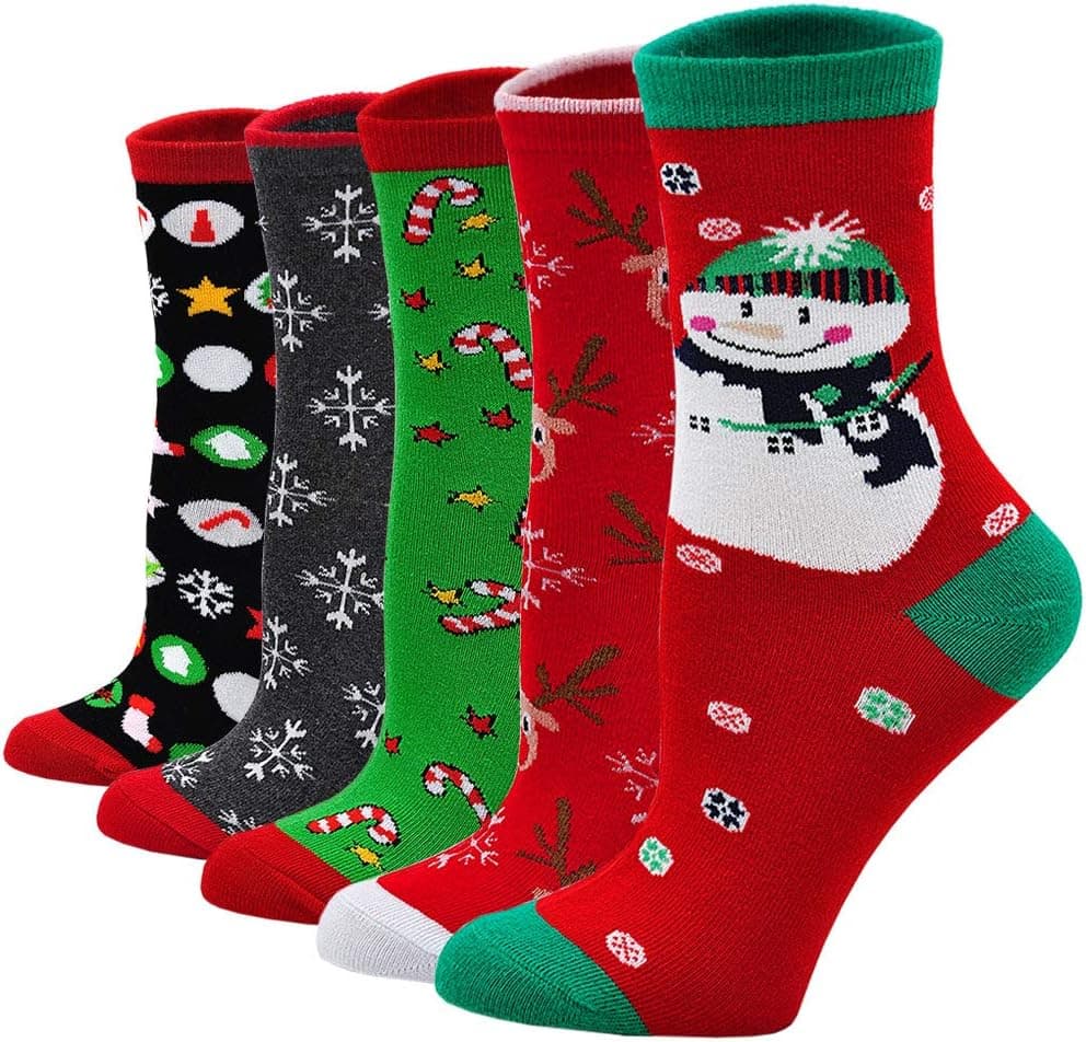 Chaussettes Fantaisie Femme Cadeau Noël: Coton Doux Chaussette Animaux Femme Soquettes à Mignon Rigolo Drôle Motif, 36-41, 5 Paire