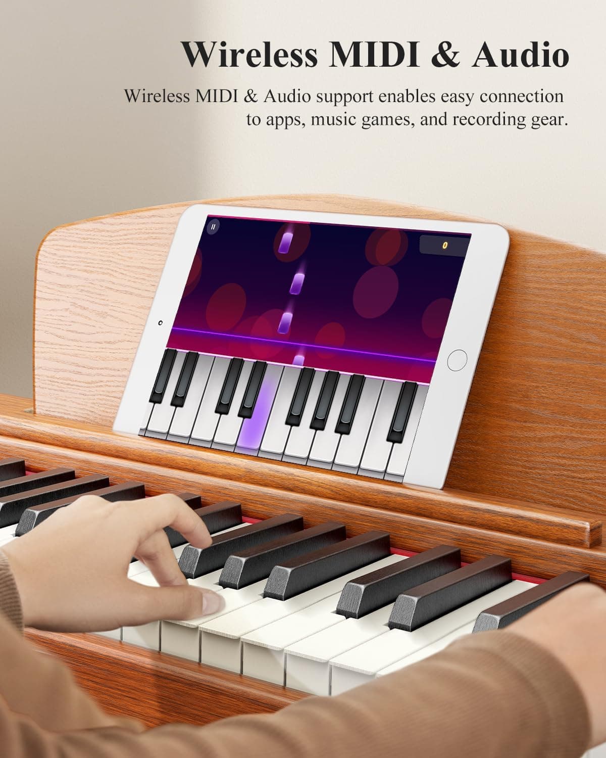 Eastar EP-80 Clavier Piano 88 Touches, Clavier Électrique Pleine Taille avec Touches Sensibles à la Vélocité, Ensemble Piano Numérique Portable pour Débutants avec Support, Pédale et Casque, Marron
