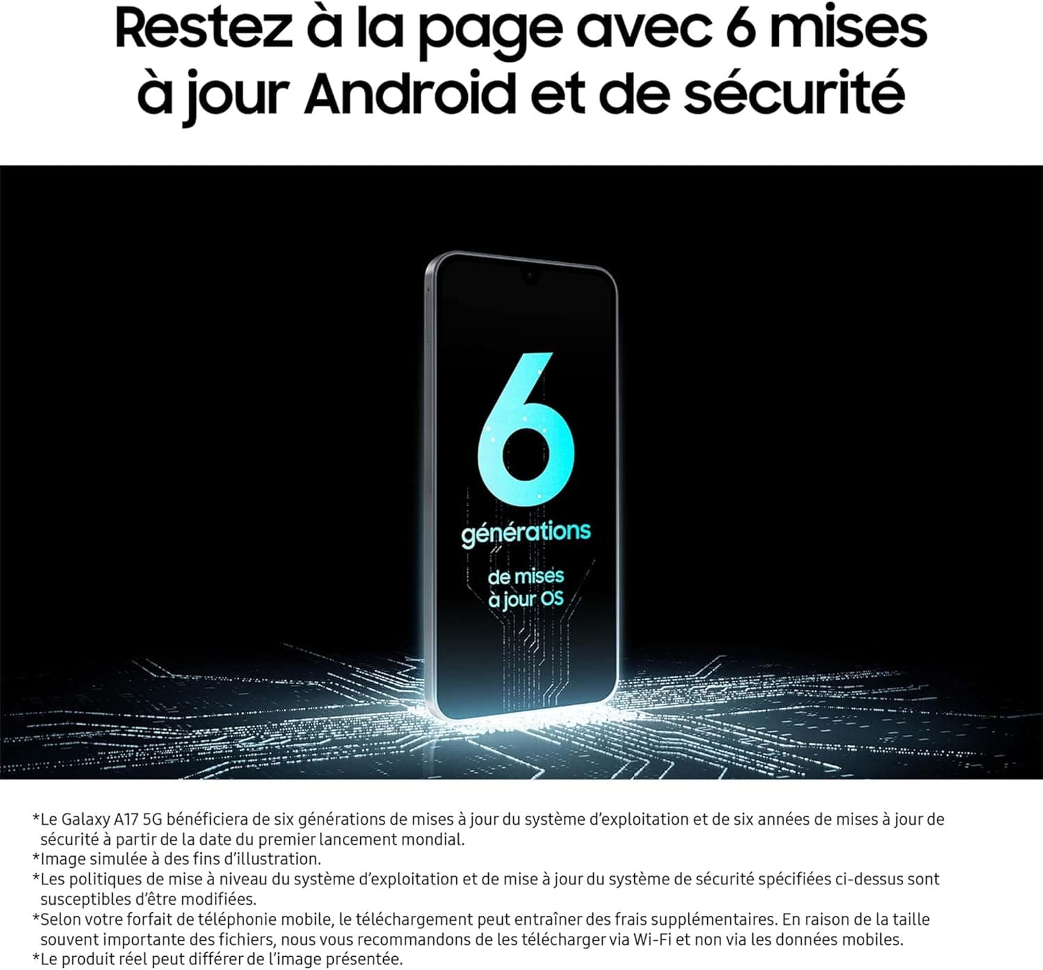 Samsung Galaxy A17 5G 128 Go, Smartphone Android déverrouillé, écran 6,7", Batterie 5000 mAh, Noir, Version FR