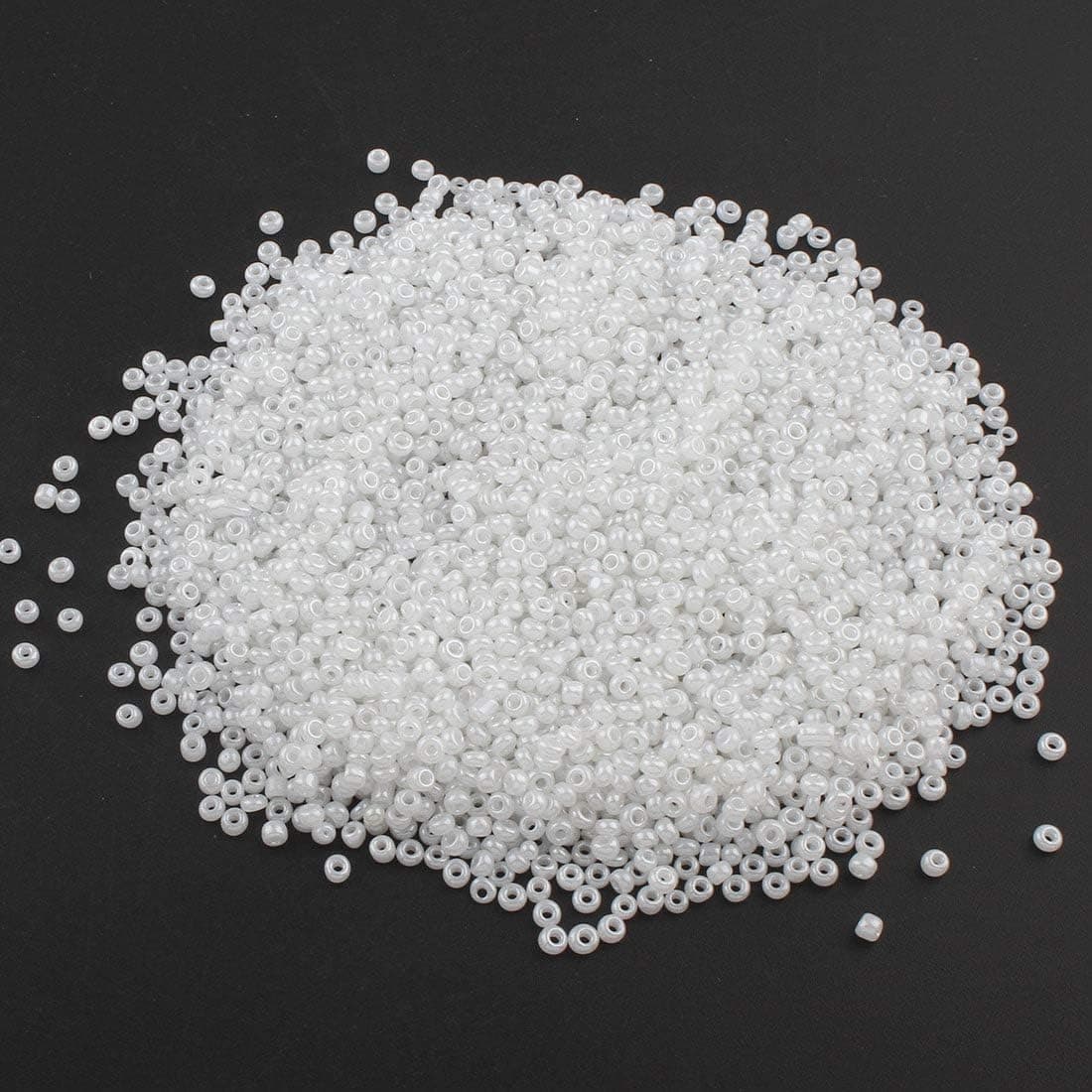 Lot de 6 500 perles de rocaille en verre Ceylan 2 mm 10 couleurs 11/0, perles poney, perles de Ceylan, perles de rocaille (blanc)