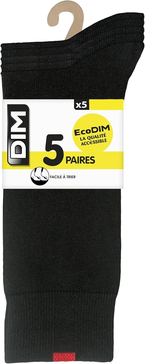 DIM Homme – Chaussettes Ecodim x5 | Talons & Pointes Renforcés | Coton Doux Maille Fine | Confort Quotidien