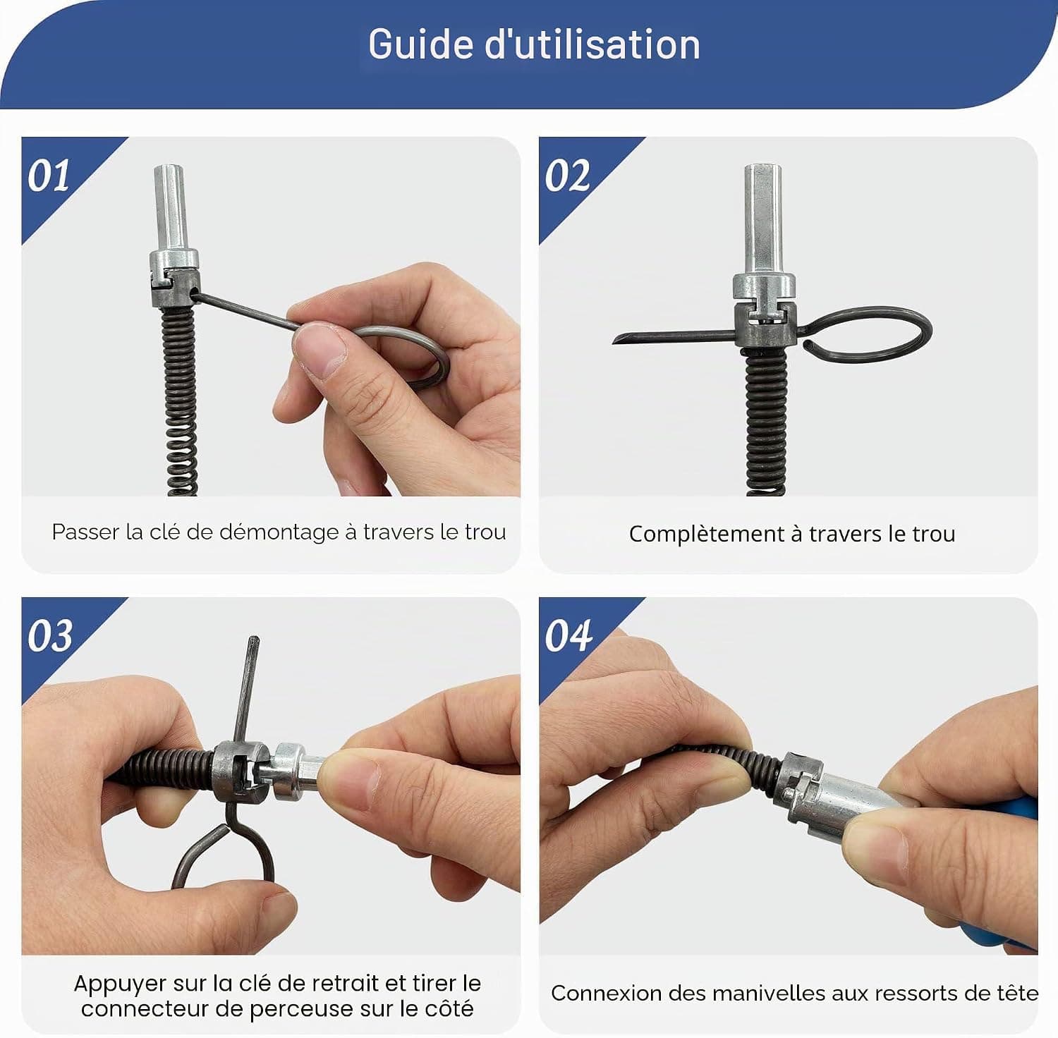 Furet Deboucheur Canalisation 3m, ø10mm, En Spirale, Avec Adaptateurs éLectriques, Arbre De Nettoyage de Canalisations Multifonction, DéBoucheur Efficace (3m)