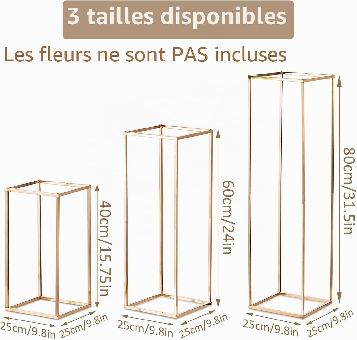 Sziqiqi Métal Vase Centre de Table Mariage Doré: Support Fleur 60cm 2pcs