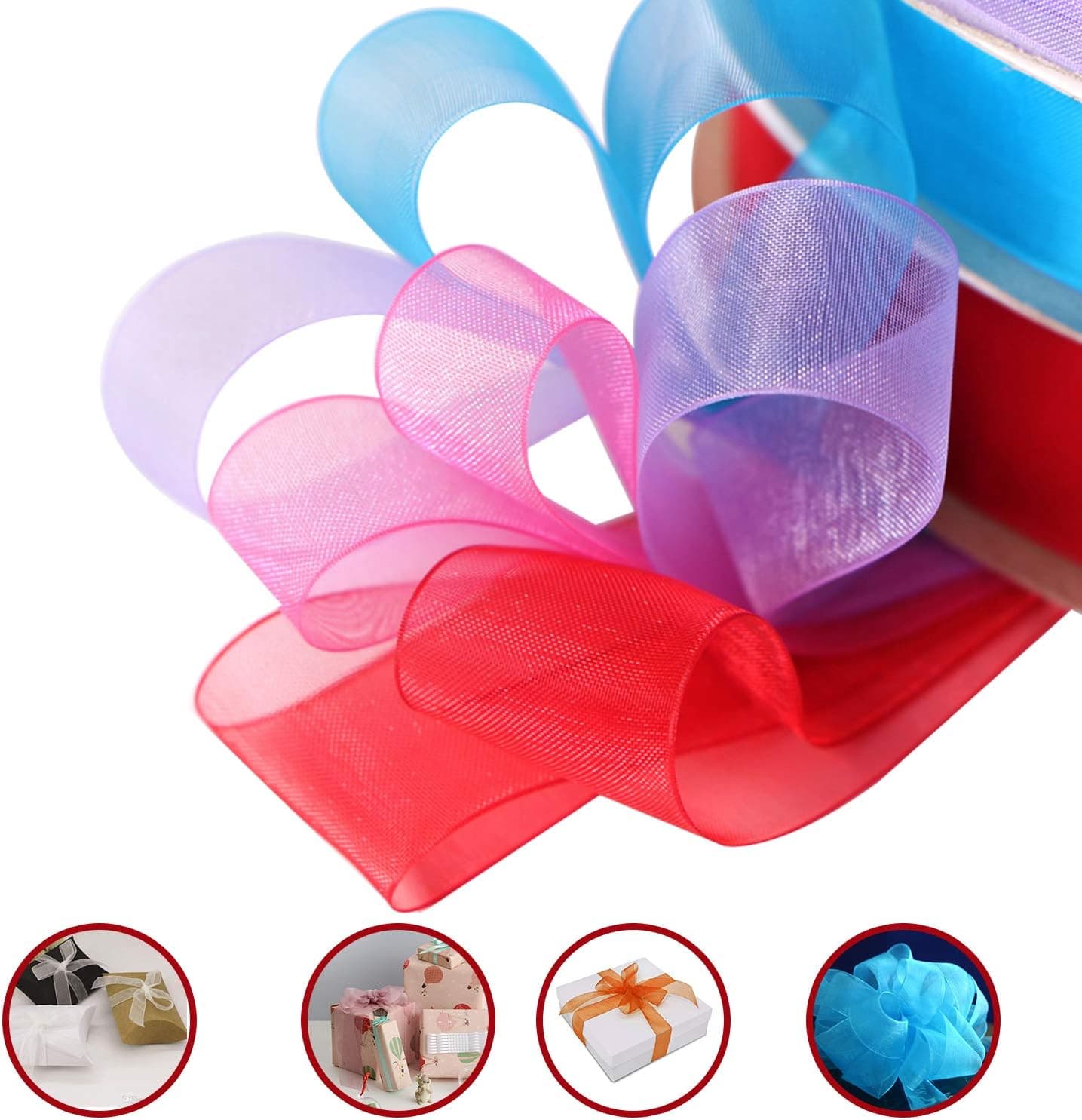 Trimming Shop Organza Ruban Tissé Bord Large Extra Fin pour Cadeau Paquet Emballage, Scrapbooking, Arts et Artisanat, Fête Décoration, Cheveux Noeuds - Bordeaux, 10mm