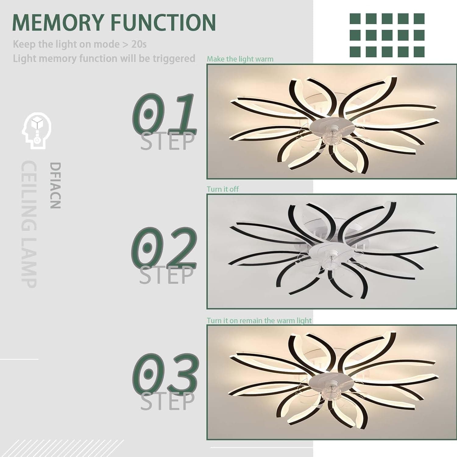 Grand Ventilateur de Plafond Avec Lumière Dimmable, Chambre Silencieux Avec Lumiere Et Telecommande APP, Réversible 6 Vitesses Lustre Timer