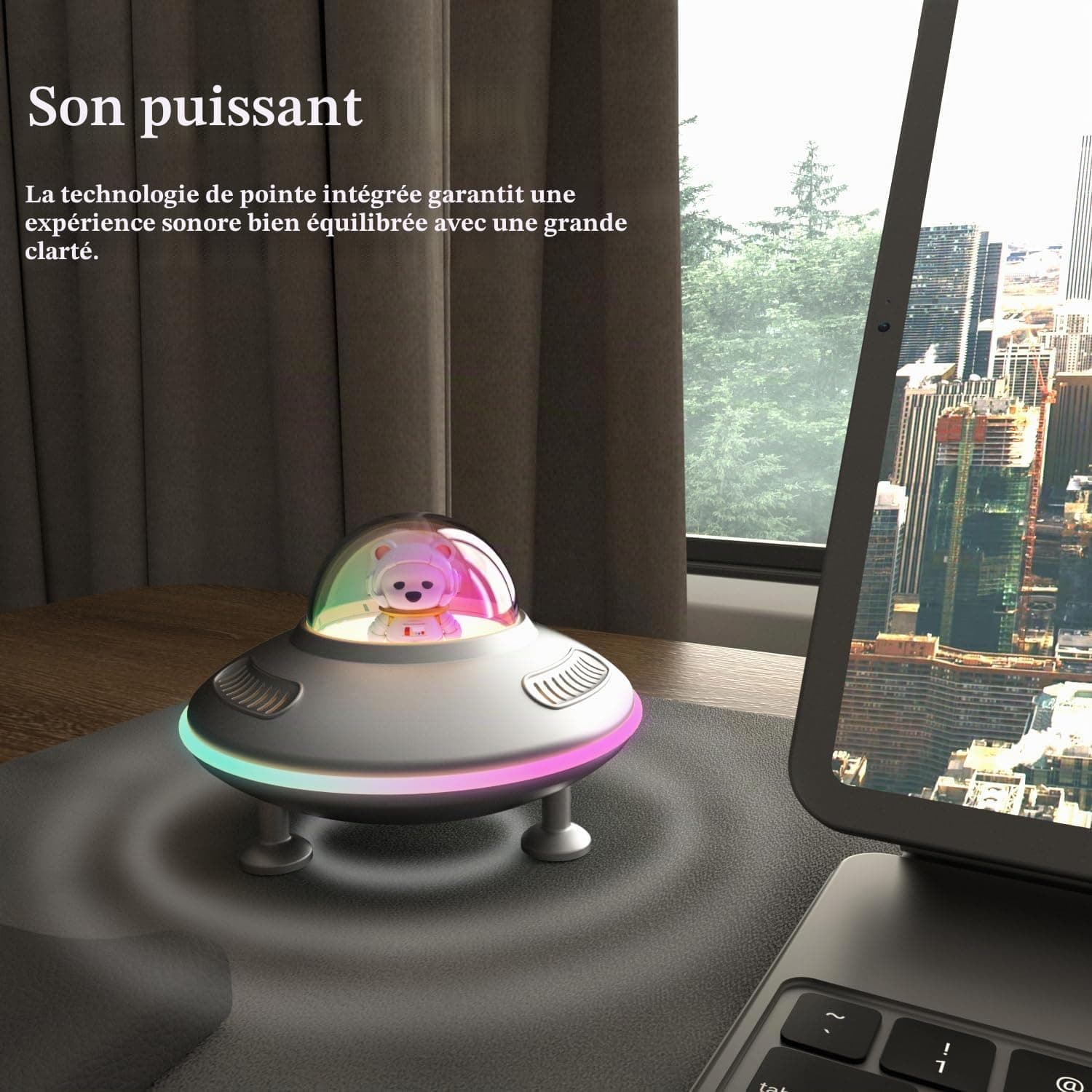 Enceinte Bluetooth avec Veilleuse LED RGB, Lampe de Chevet Sans Fil | Cadeau Anniversaire pour Garçon, Homme,Ado Enceinte Portable avec Lumière d'Ambiance, Déco Chambre Gaming,USB AUX Carte TF