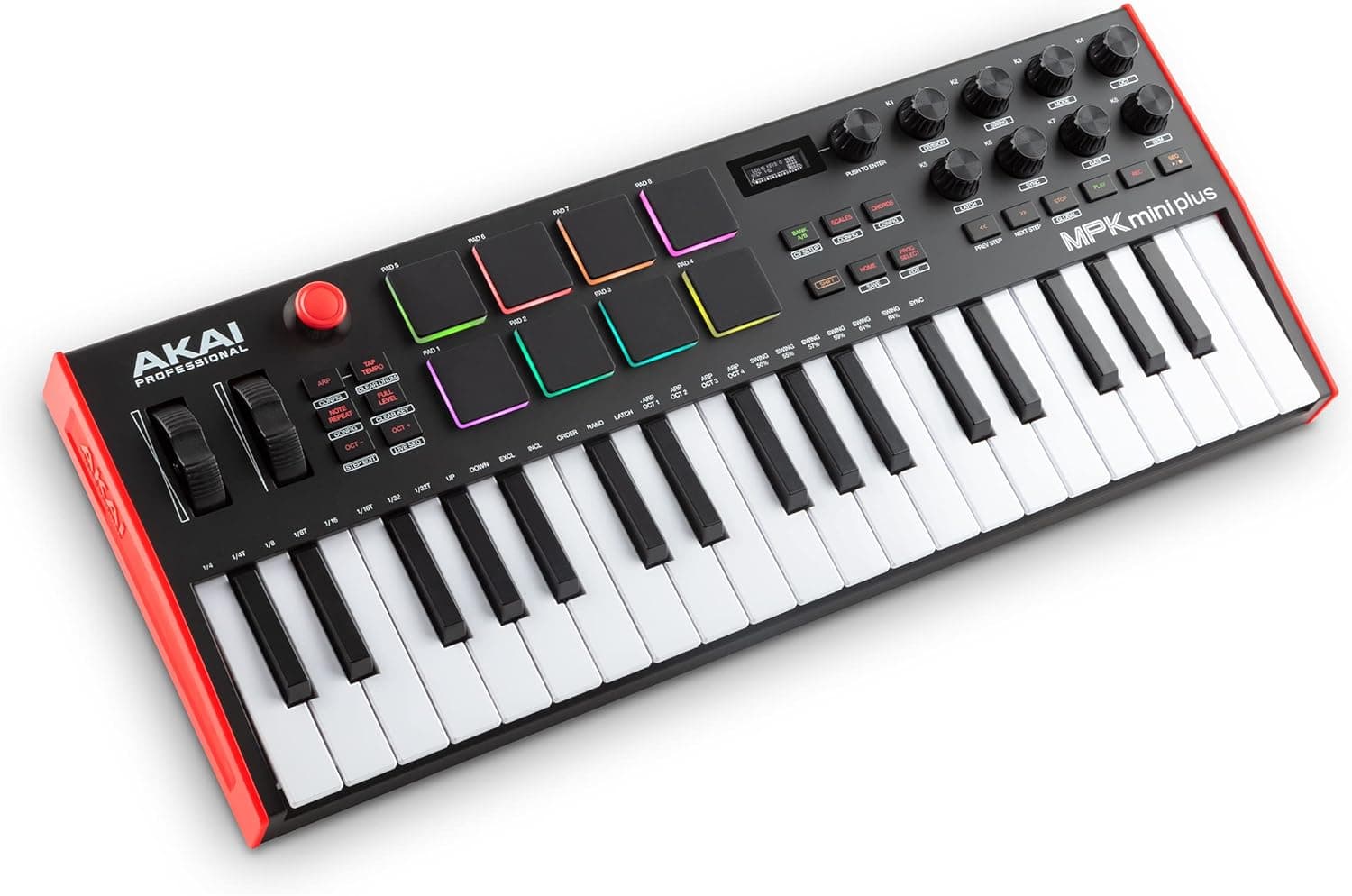 Akai Professional MPK Mini Plus Clavier MIDI USB 37 Touches | Touches Mini Sensibles à la Vélocité, 8 Pads MPC, Séquenceur 64 Pas, E/S MIDI/CV/Gate, Logiciels Inclus, pour Beatmakers
