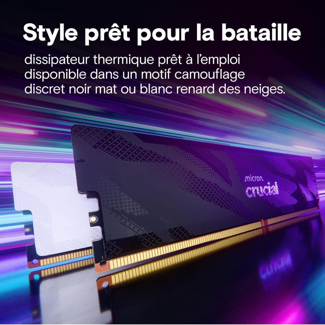 Crucial Pro RAM DDR5 32Go Kit (2x16Go) 6400MHz CL32, Overclocking Gaming, Mémoire pour Ordinateur de Bureau, Intel XMP 3.0 / AMD Expo, Noir - CP2K16G64C32U5B