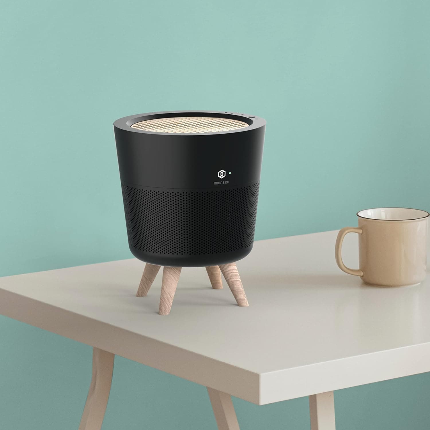 IMUNSEN M-002B Purificateur d'air avec filtre en bois de cyprès, filtre HEPA véritable H13, 100% sans ozone, Fabriqué en Corée- Noir