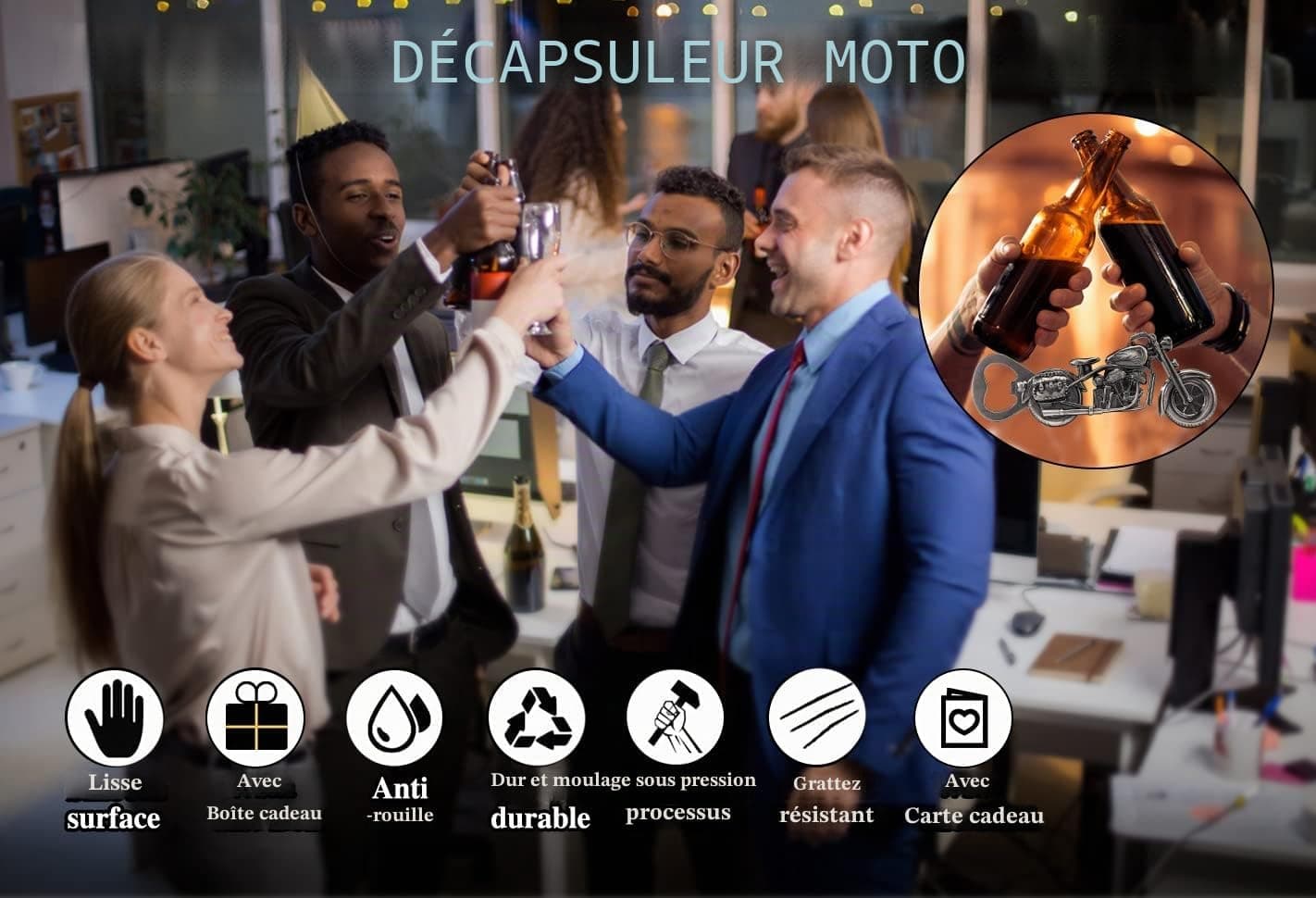 LKKCHER Décapsuleur de Bière de Moto Argent Foncé, Cadeau Idée Unique et Originale pour Hommes Occasions Spéciales