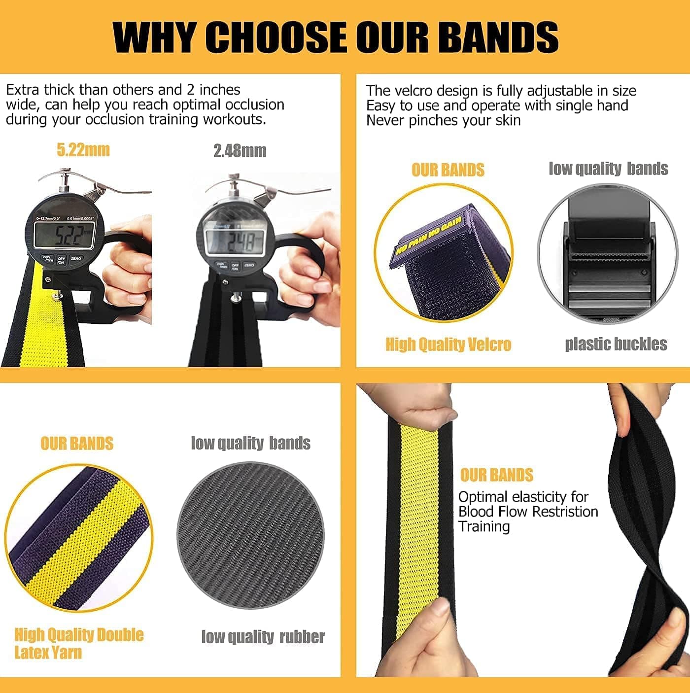 Bandes d'occlusion pour Femmes et Construction de Hanches, Bandes de Restriction du Flux sanguin BFR Bundle Booty Bands, Meilleures Bandes de résistance en Tissu pour renforcer Vos Fesses, Squat,