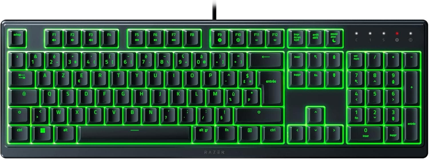 Razer Ornata V3 X - Clavier Gamer à Profil Bas (Switches à Membrane Silencieux, Repose-Poignet Ergonomique, RGB Chroma, Touches en ABS Vernies aux UV) Clavier AZERTY | Noir