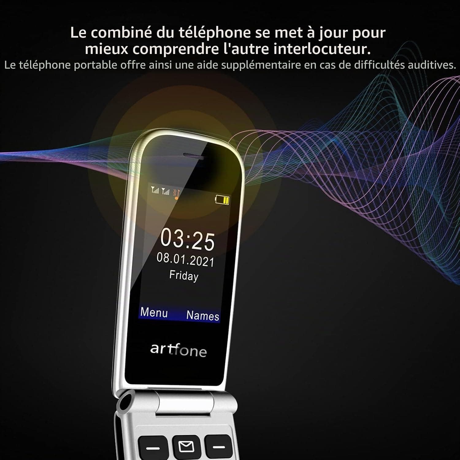 artfone F30 Noir - 4G Telephone Portable Senior Débloqué丨Téléphone Portable à Clapet avec Grandes Touches丨Bouton SOS丨écran de 2.4" 丨Station de Charge丨Fonction de Rappel de l'heure丨Radio FM