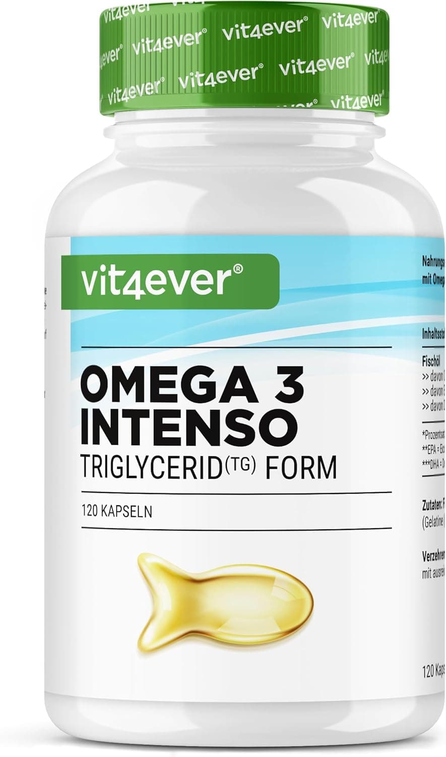 vit4ever Premium Oméga 3 avec 80% d’Acides Gras Oméga-3 – 120 Gélules