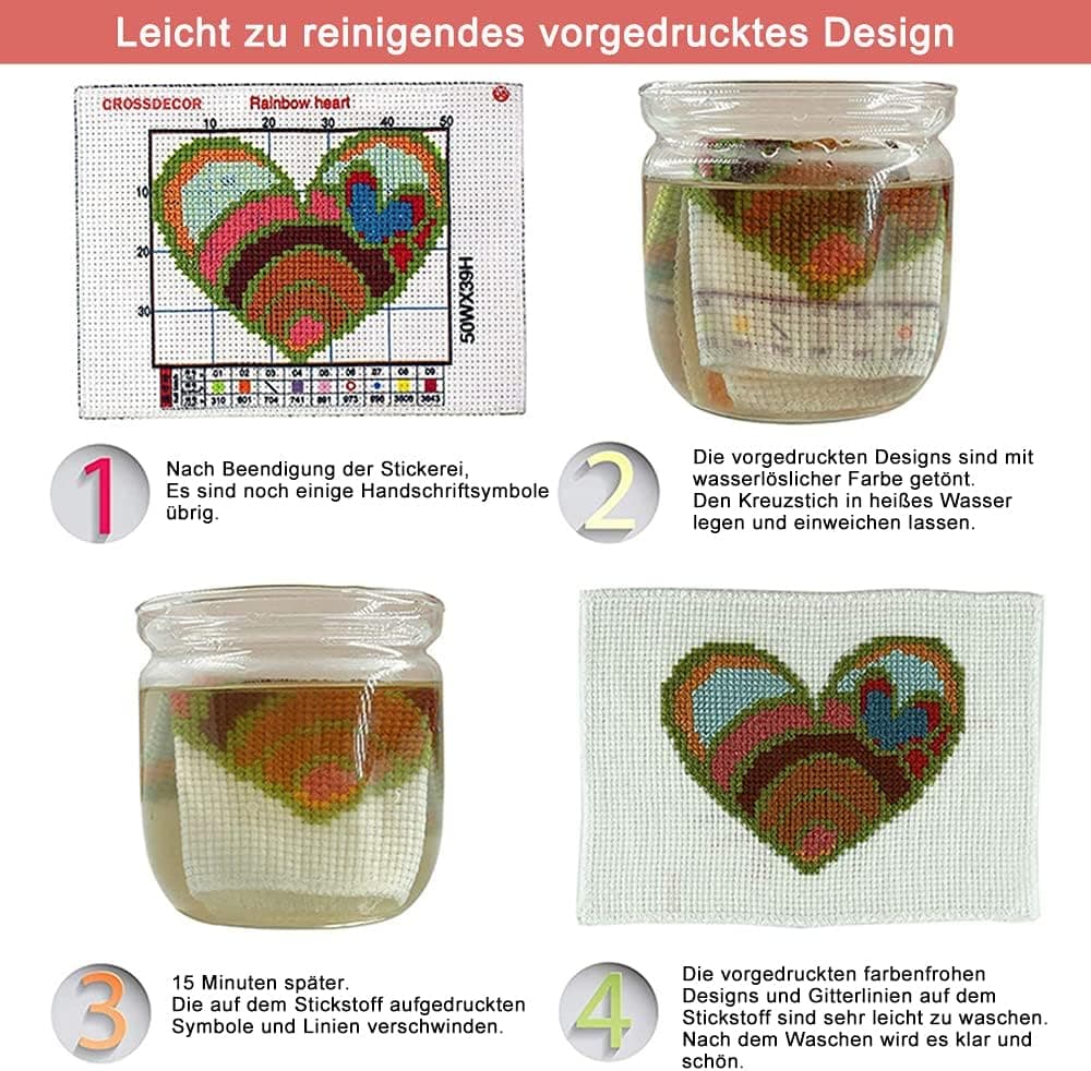 Leczany Kits de point de croix estampé bricolage 11CT couture gamme complète de kits de démarrage de broderie pré-imprimés pour les débutants - Femme aux grands yeux va 37x50cm