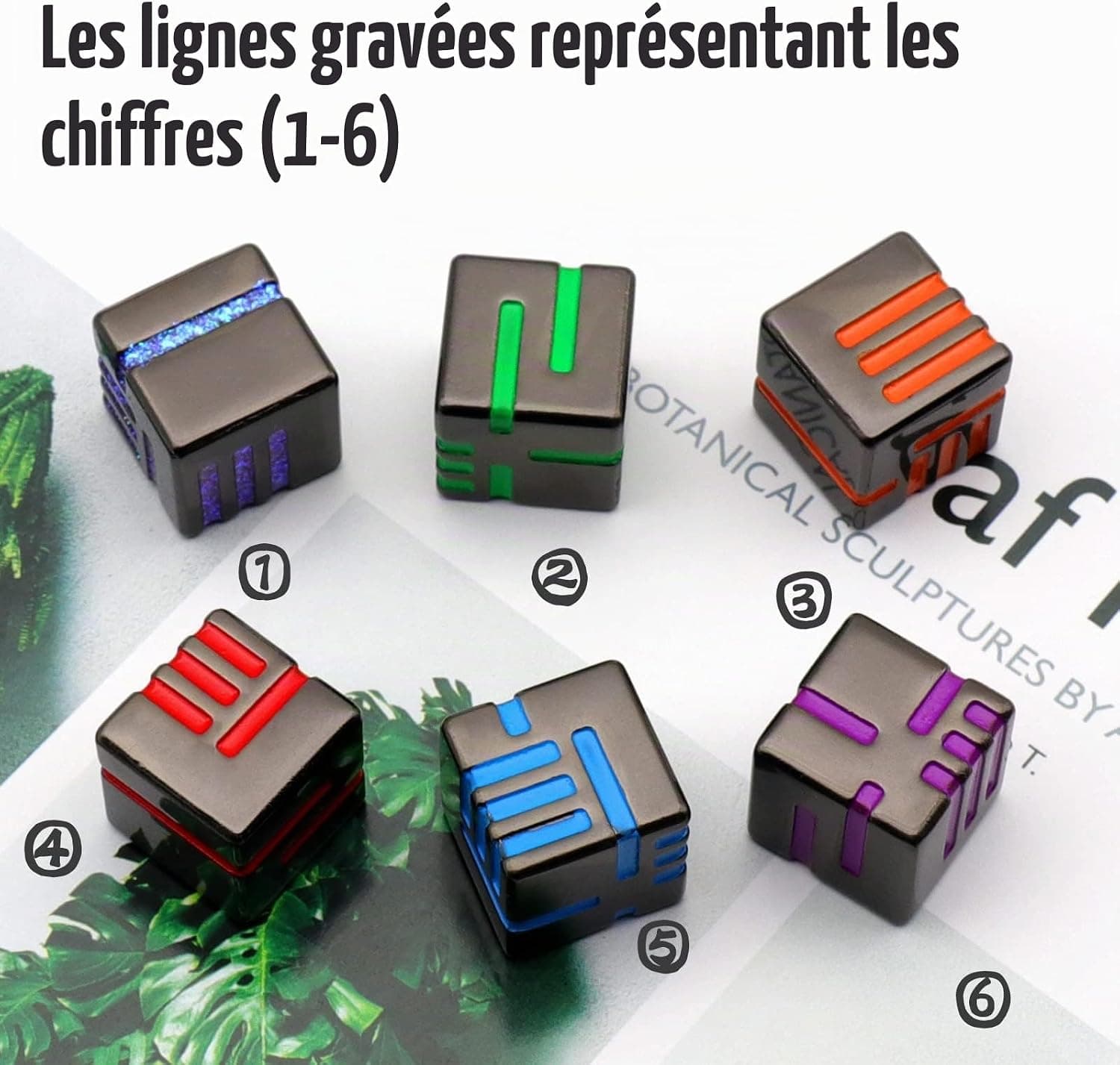 Dés JDR 6 Faces en Métal, Dés de Jeux pour Donjons et Dragons,Dés Jeu de Role 6 Pièces avec boîte en métal Dés Polyédriques(D6 6 Couleurs)