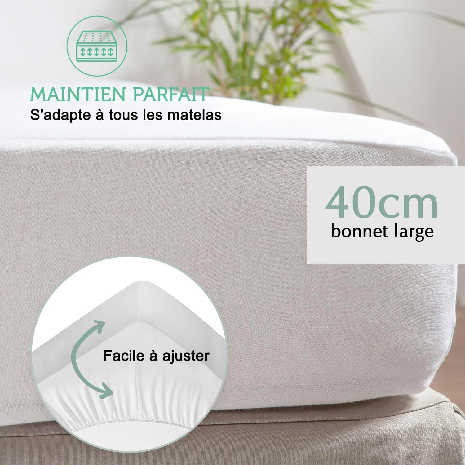 Protège Matelas 180x220-40 cm Qualité Supérieure Oeko-TEX® ~ Alèse Imperméable en Fibre Luxe TencelTM Écologique ~ Forme Drap Housse