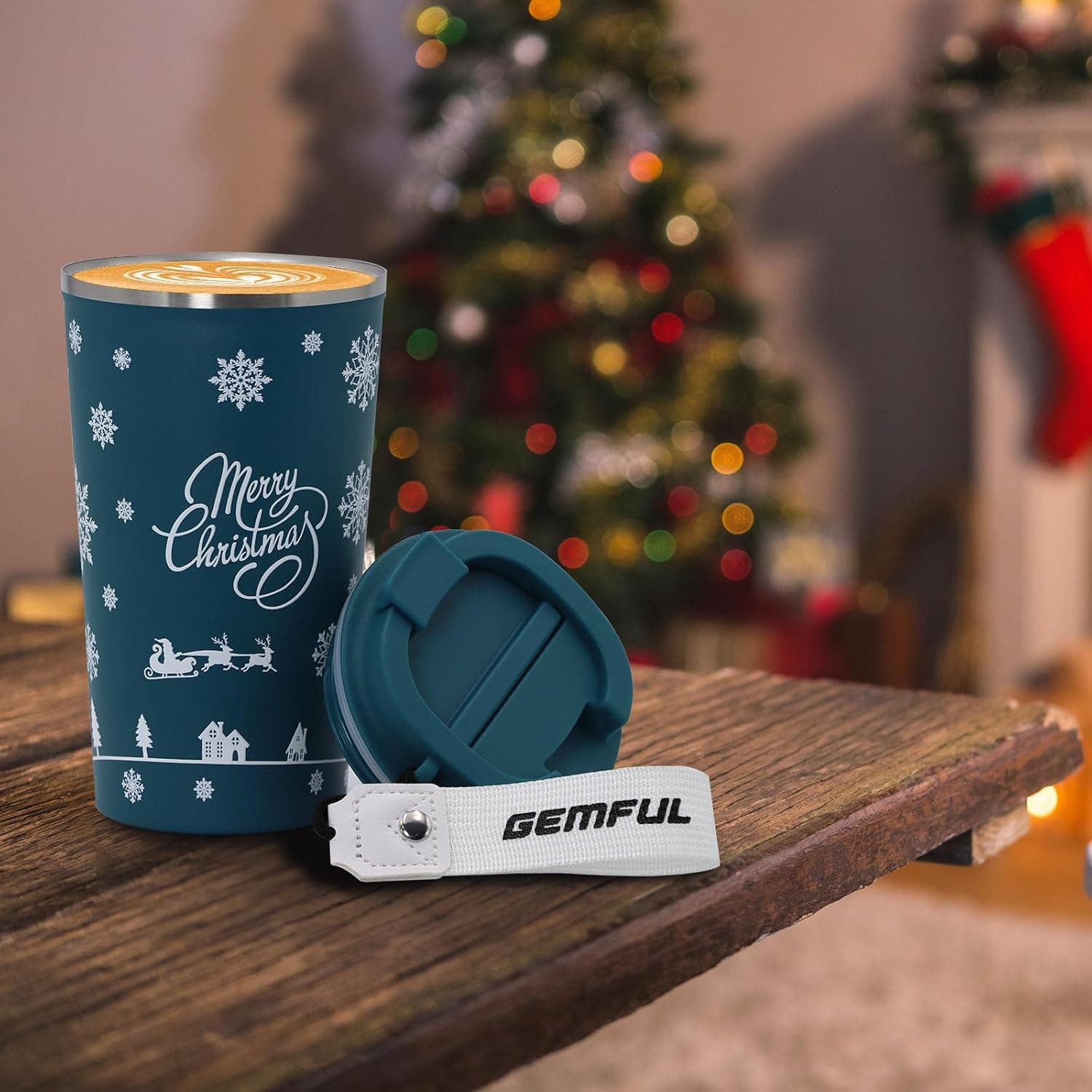 GEMFUL Mug de voyage isotherme caféine, 510 ml, en acier inoxydable à double paroi, anti-fuite, cadeau pour homme et femme