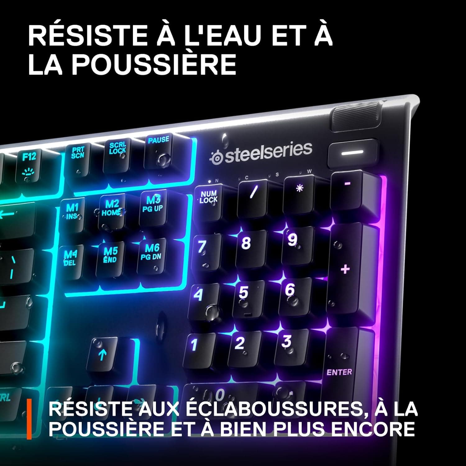 SteelSeries Apex 3 - Clavier de Gaming - Illumination RVB sur 10 Zones - Repose-Mains Magnétique Premium - Agencement Français AZERTY